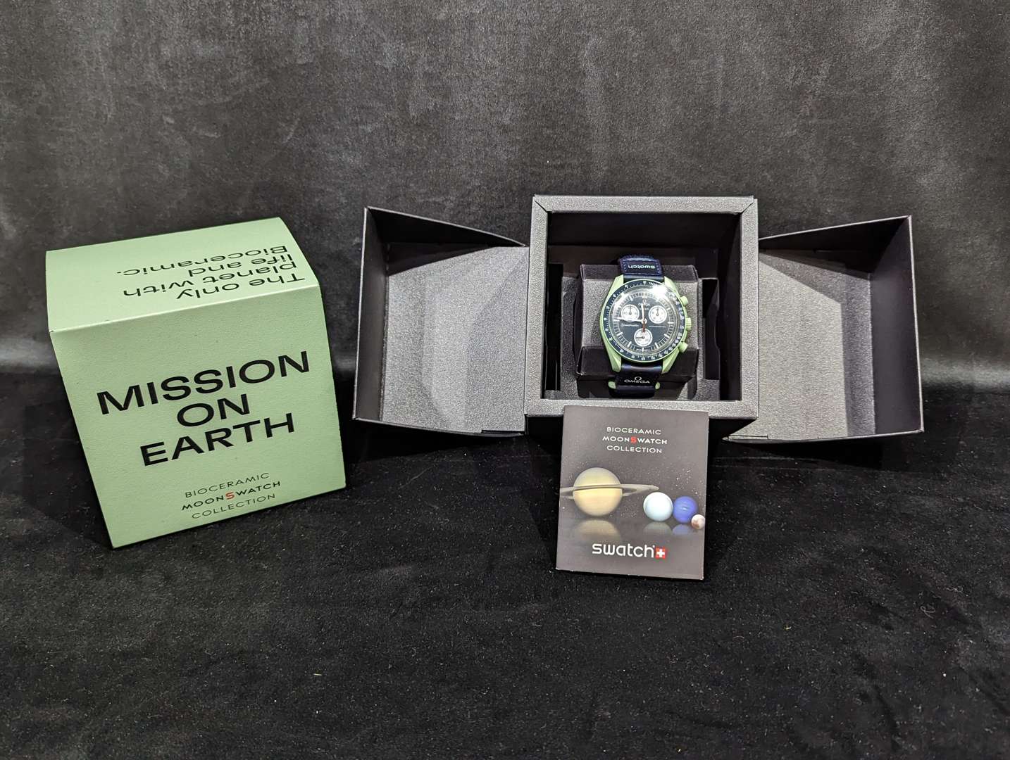 <p>Omega Swatch “Mission on Earth” men's watch</p>