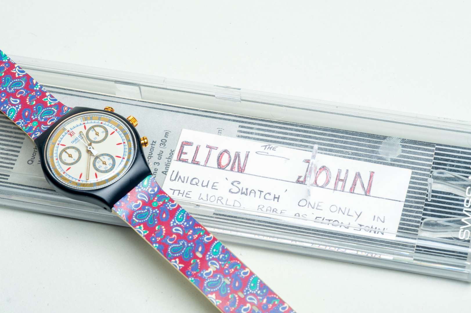 <p>Signed Elton John Swatch watch</p>