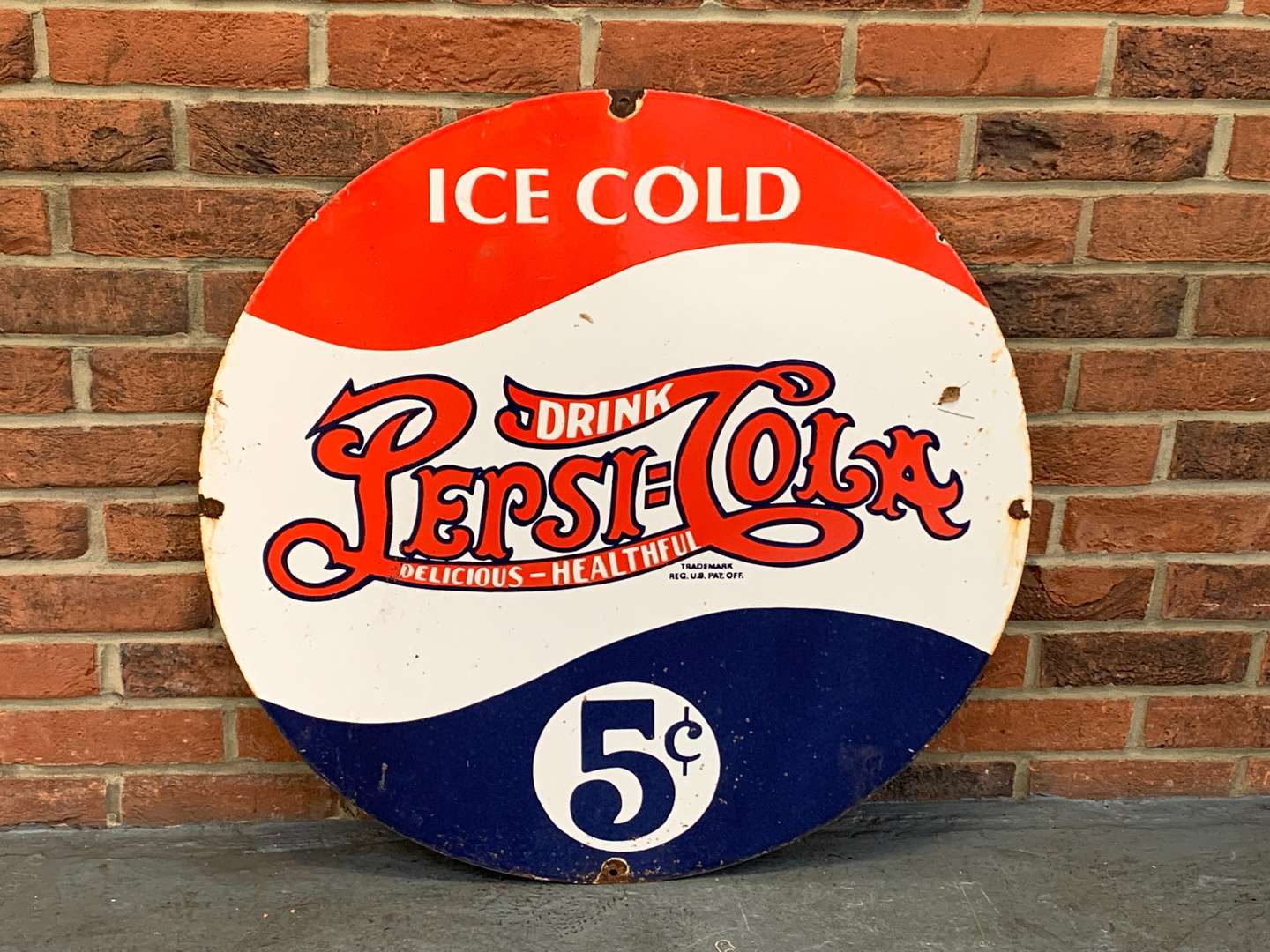 <p>Drink Pepsi Cola Circular Enamel Sign</p>