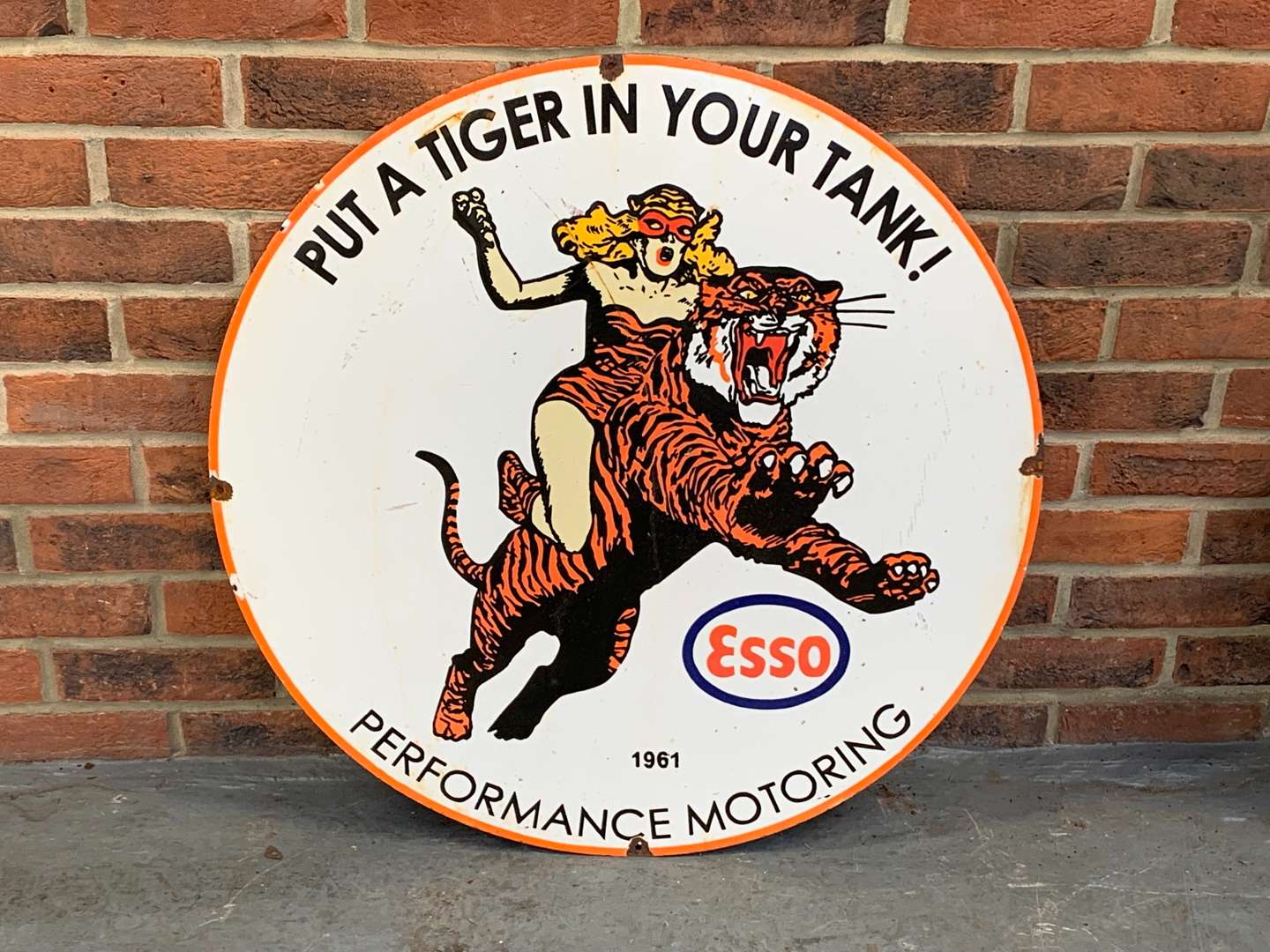 <p>Esso Performance Motoring Enamel Circular Sign</p>