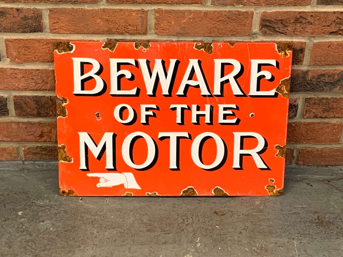 <p>Beware of The Motor Enamel Sign</p>