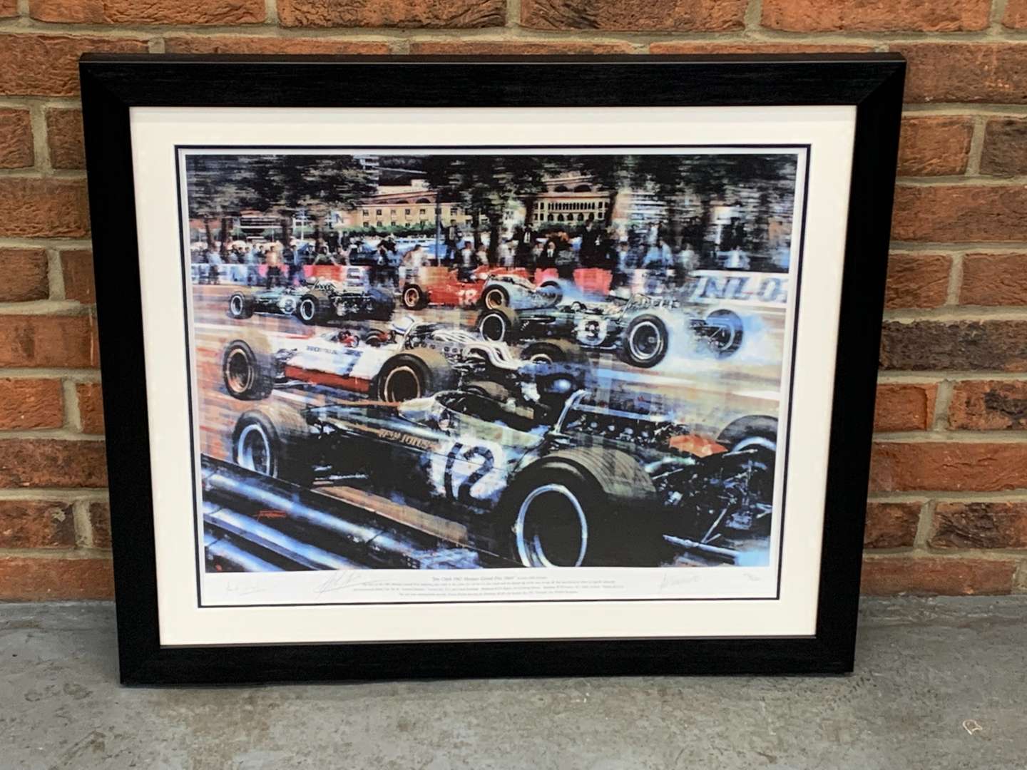 <p>Framed and Signed Jim Clark 1967 Monaco GP Print</p>