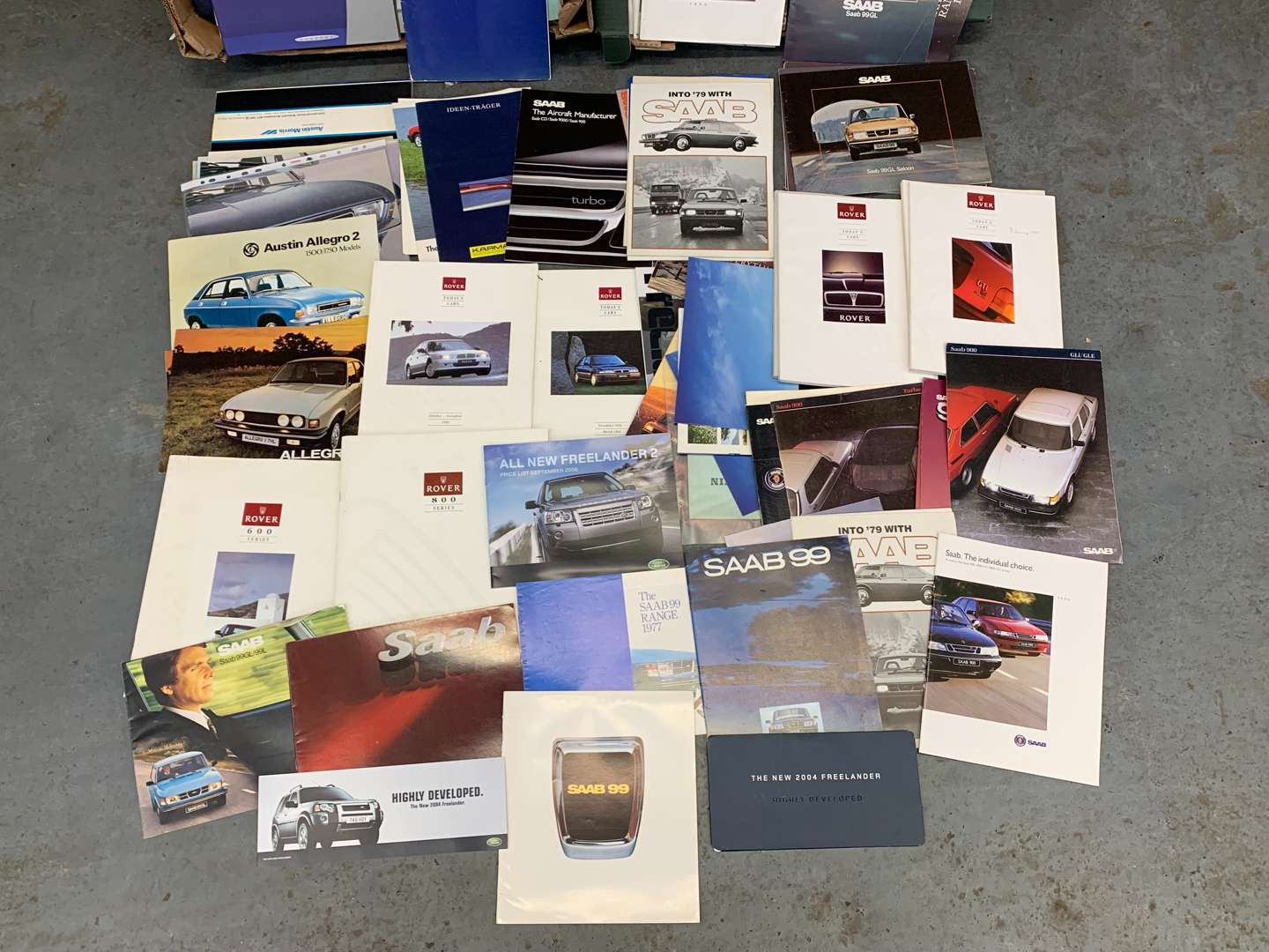 <p>Two Boxes of Mainly Saab and Rover Literature</p>