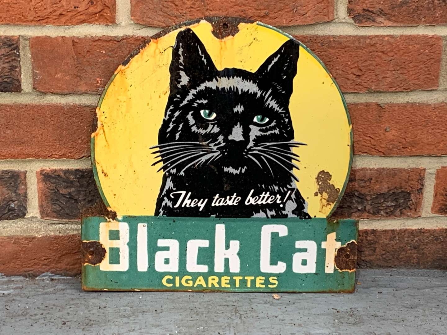 <p>Black Cat Cigarettes Enamel Sign</p>