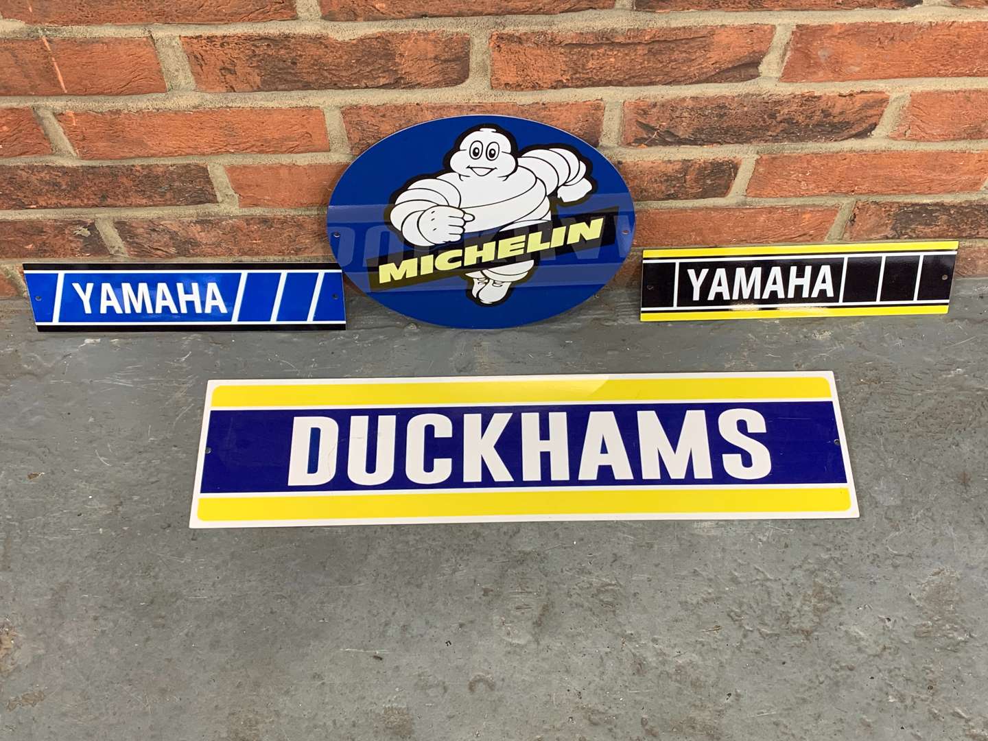 <p>Four Modern Metal Signs, Yamaha, Michelin and Duckhams (4)</p>