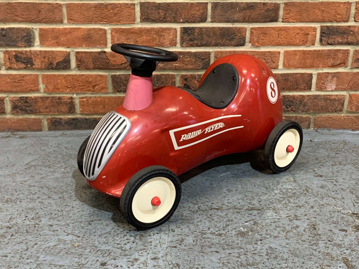 <p>Radio Flyer Tin Plate Childs Push Along Car</p>