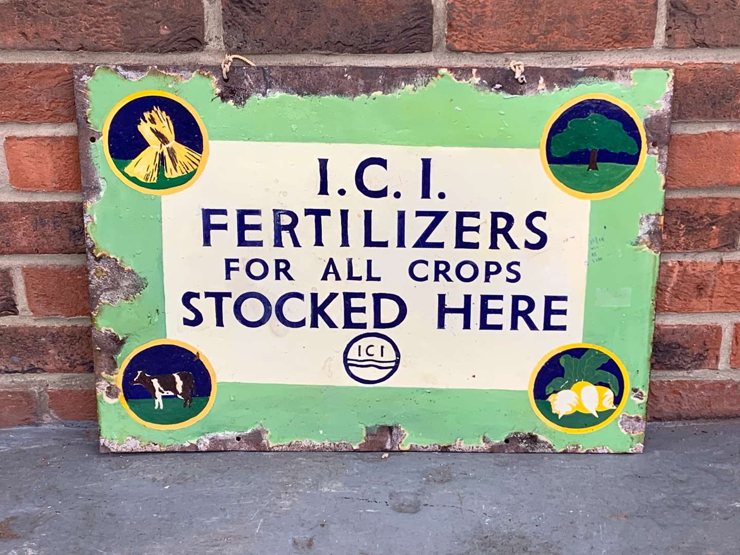 <p>ICI Fertilizers Enamel Sign</p>