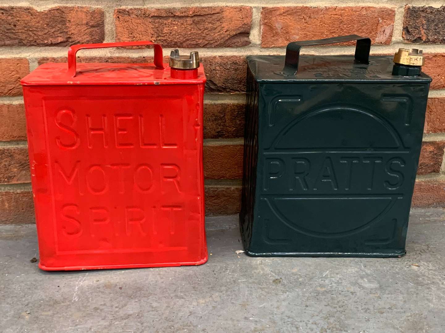 <p>Two Vintage Two Gallon Fuel Cans and Pepsi Cola and 7up Metal Signs (4)</p>