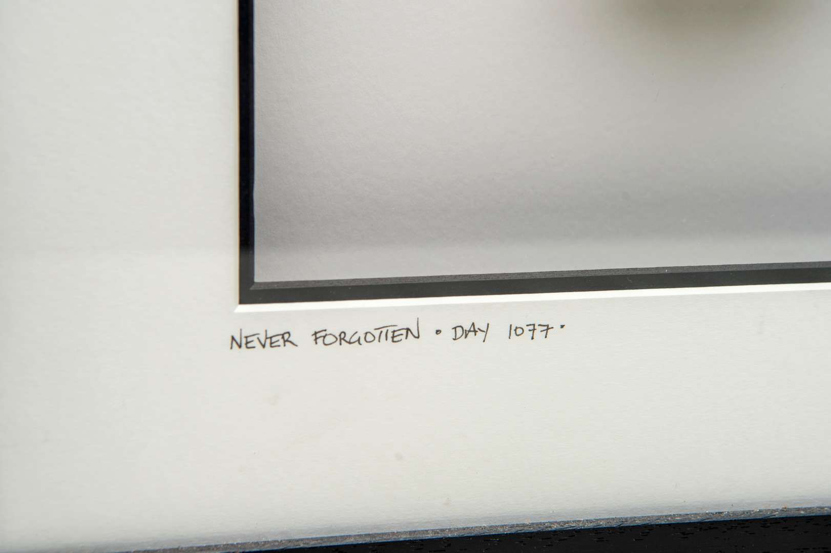 <p>NIC JOLY, &nbsp;“NEVER FORGOTTEN, DAY 1077", mixed media.</p>