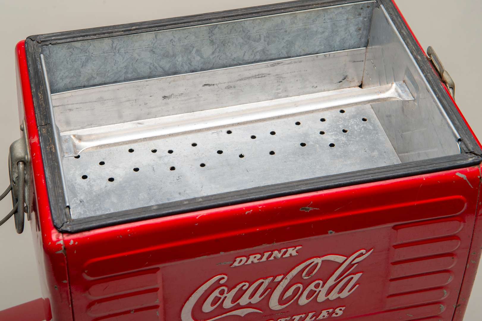 <p>COCA-COLA. a mid 20th century, steel and aluminium, portable cool box</p>