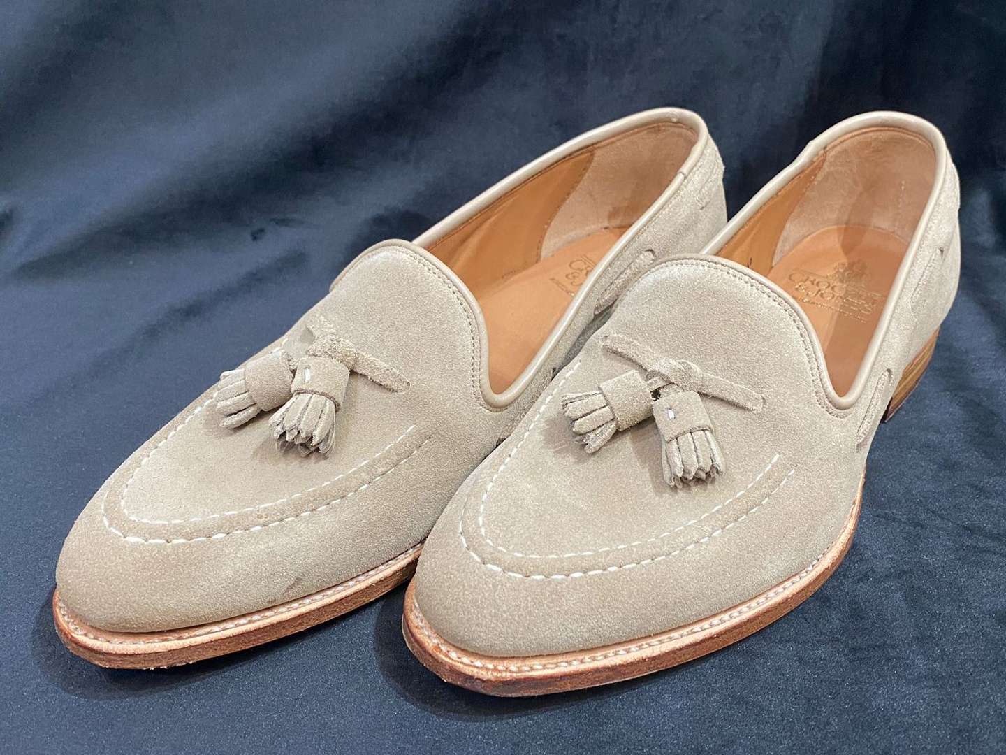 <p>CROCKETT & JONES, a pair of ladies Carly, nut suede loafers, unworn</p>