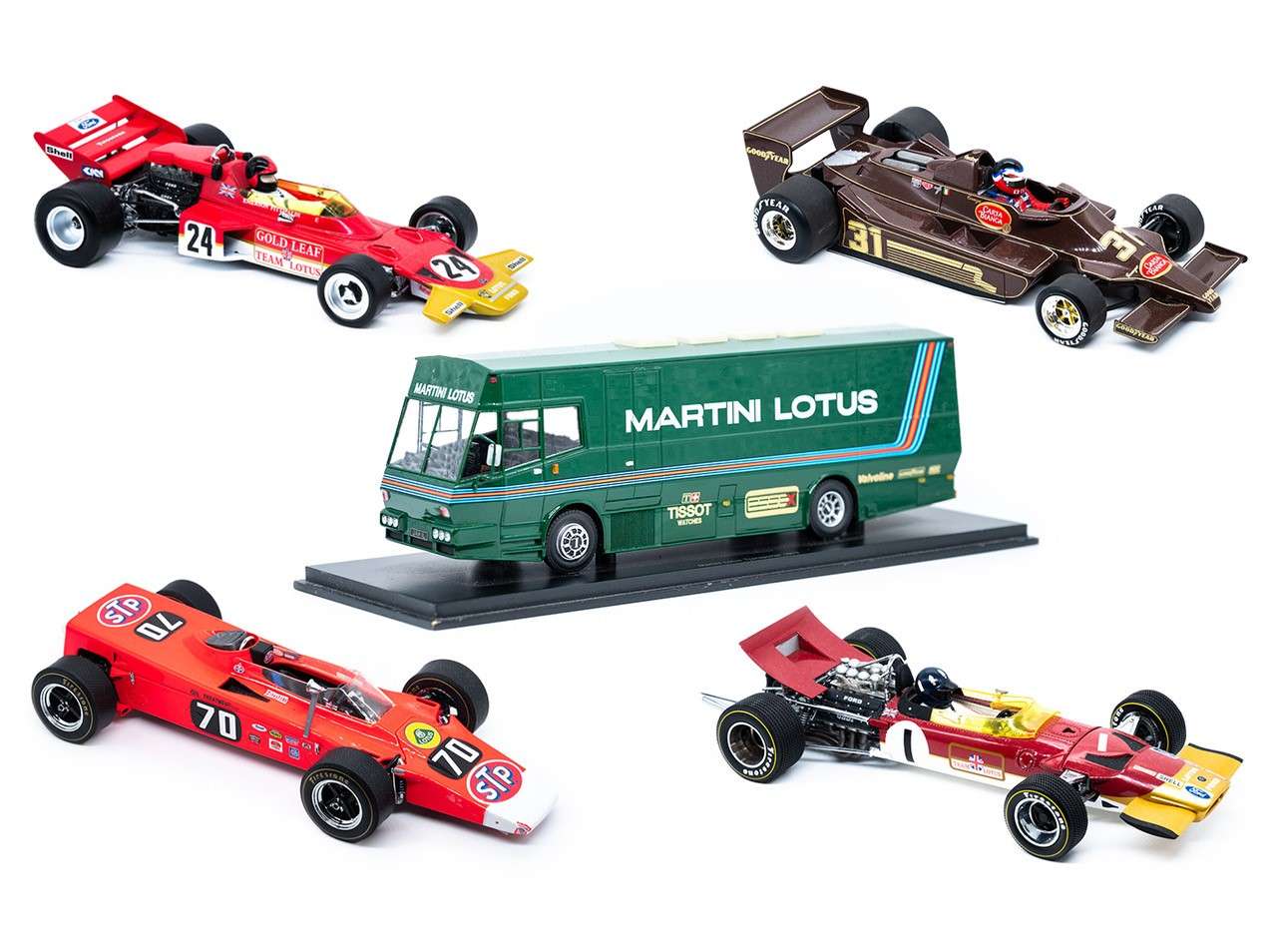 <p>A collection of 5 various Team Lotus models</p>