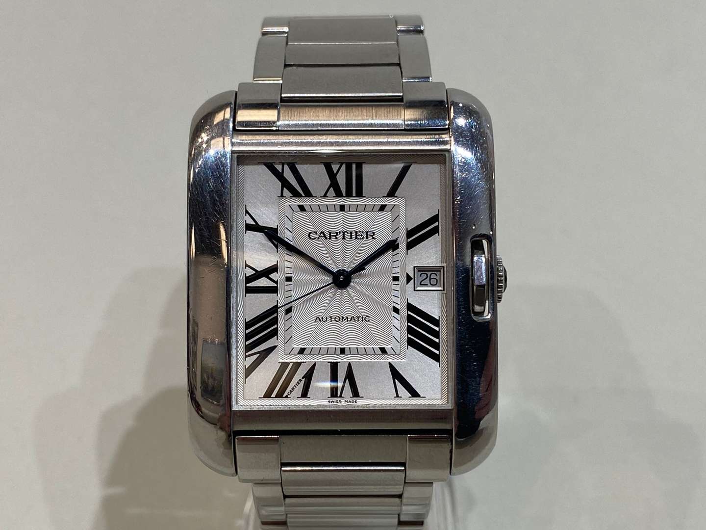 <p>CARTIER, TANK ANGLAISE, XL, a 2014, stainless steel, automatic, centre seconds, calendar wristwatch.</p>