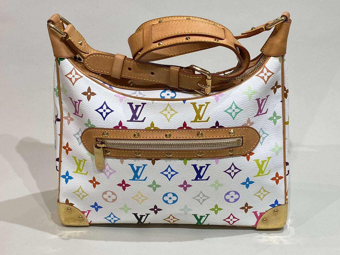 <p>LOUIS VUITTON, Boulogne, leather, multicolour monogrammed, crossbody bag, Le Takashi Murakami</p>