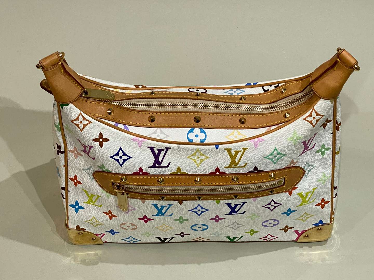 <p>LOUIS VUITTON, Boulogne, leather, multicolour monogrammed, crossbody bag, Le Takashi Murakami</p>