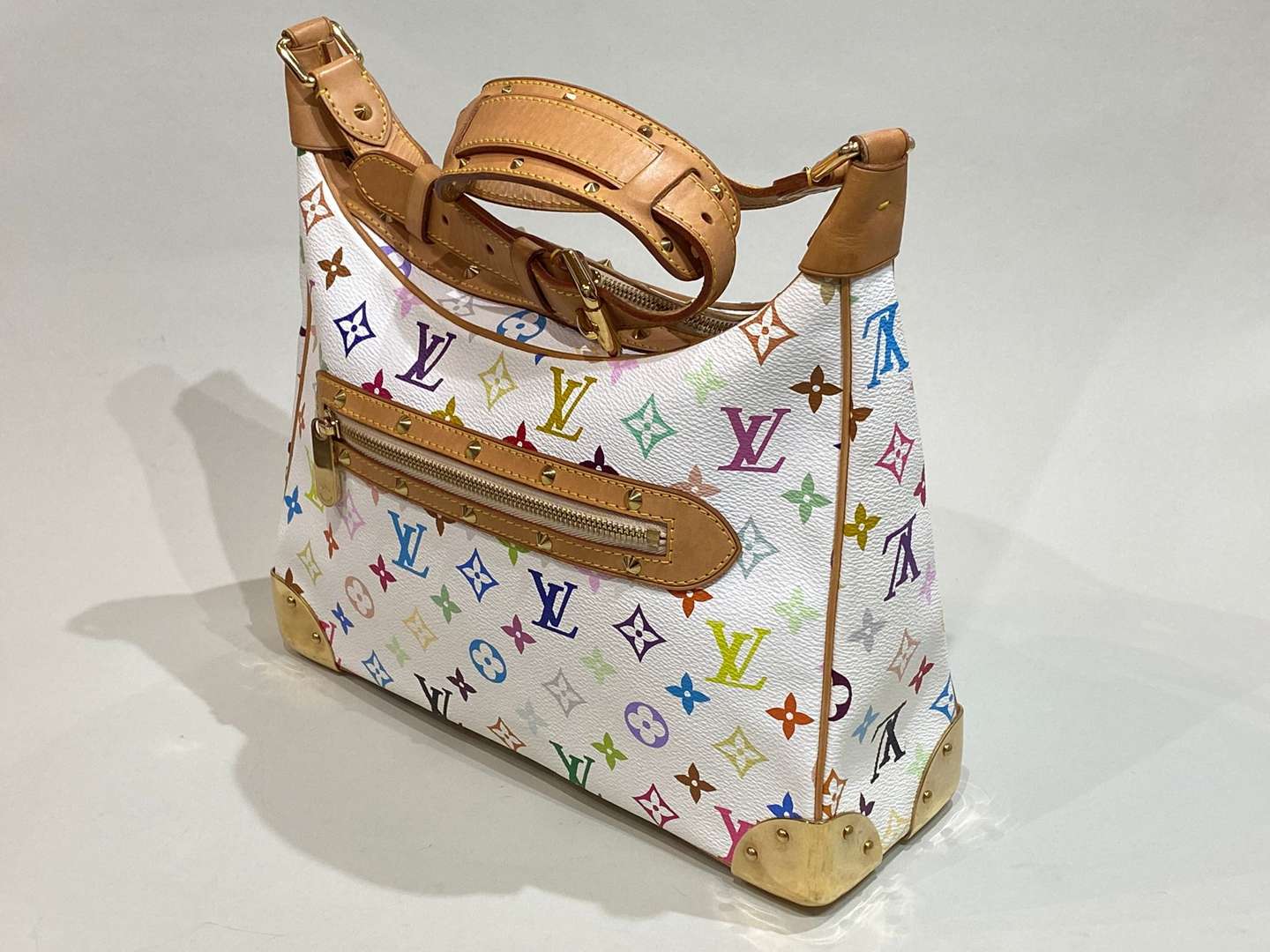 <p>LOUIS VUITTON, Boulogne, leather, multicolour monogrammed, crossbody bag, Le Takashi Murakami</p>