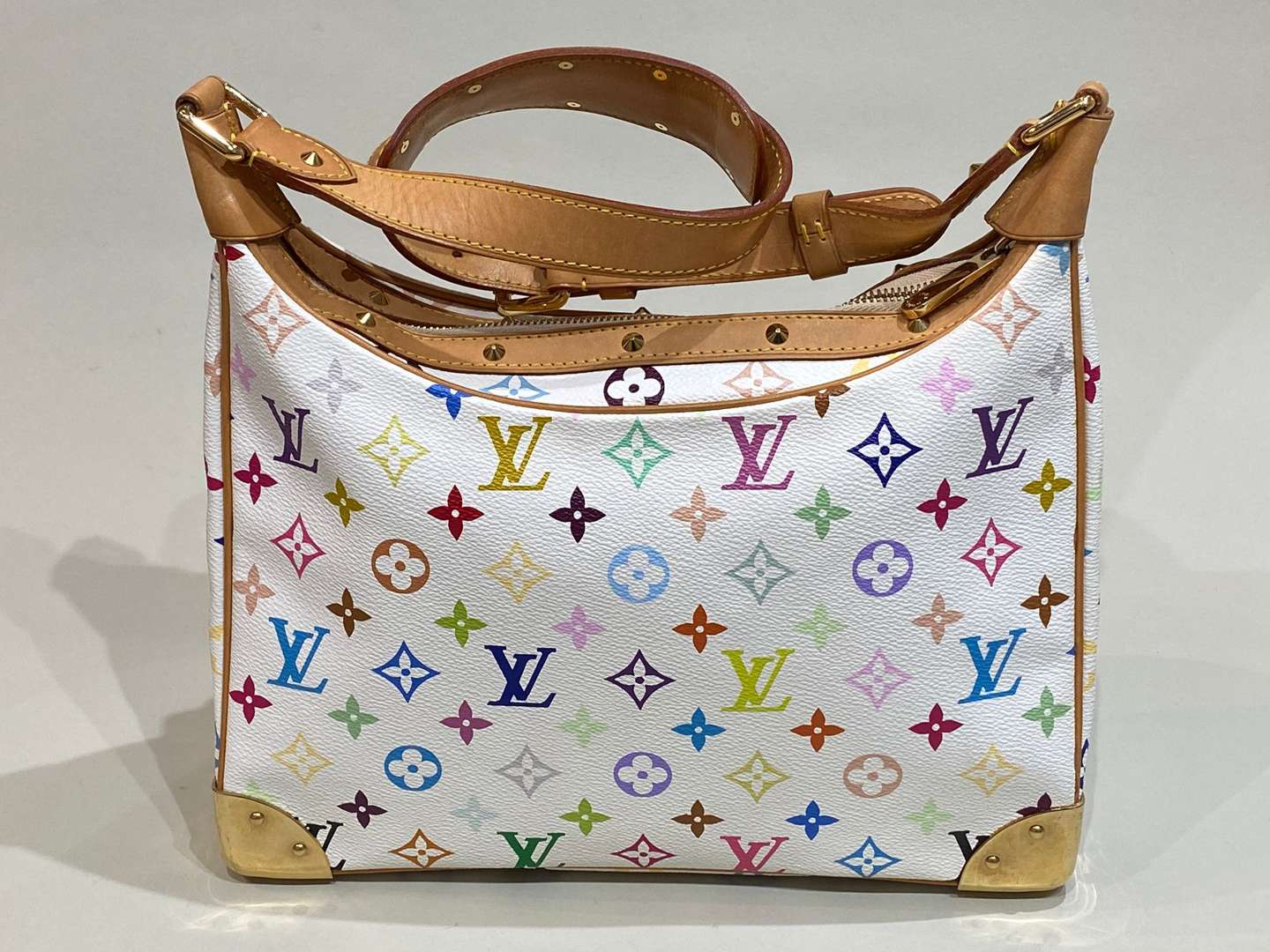 <p>LOUIS VUITTON, Boulogne, leather, multicolour monogrammed, crossbody bag, Le Takashi Murakami</p>