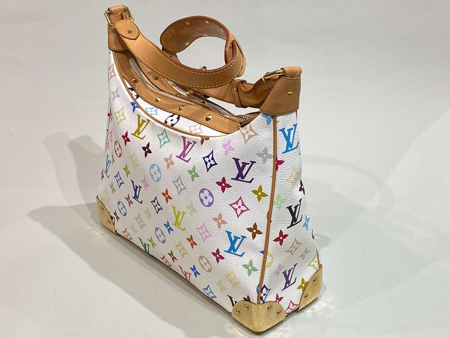 <p>LOUIS VUITTON, Boulogne, leather, multicolour monogrammed, crossbody bag, Le Takashi Murakami</p>