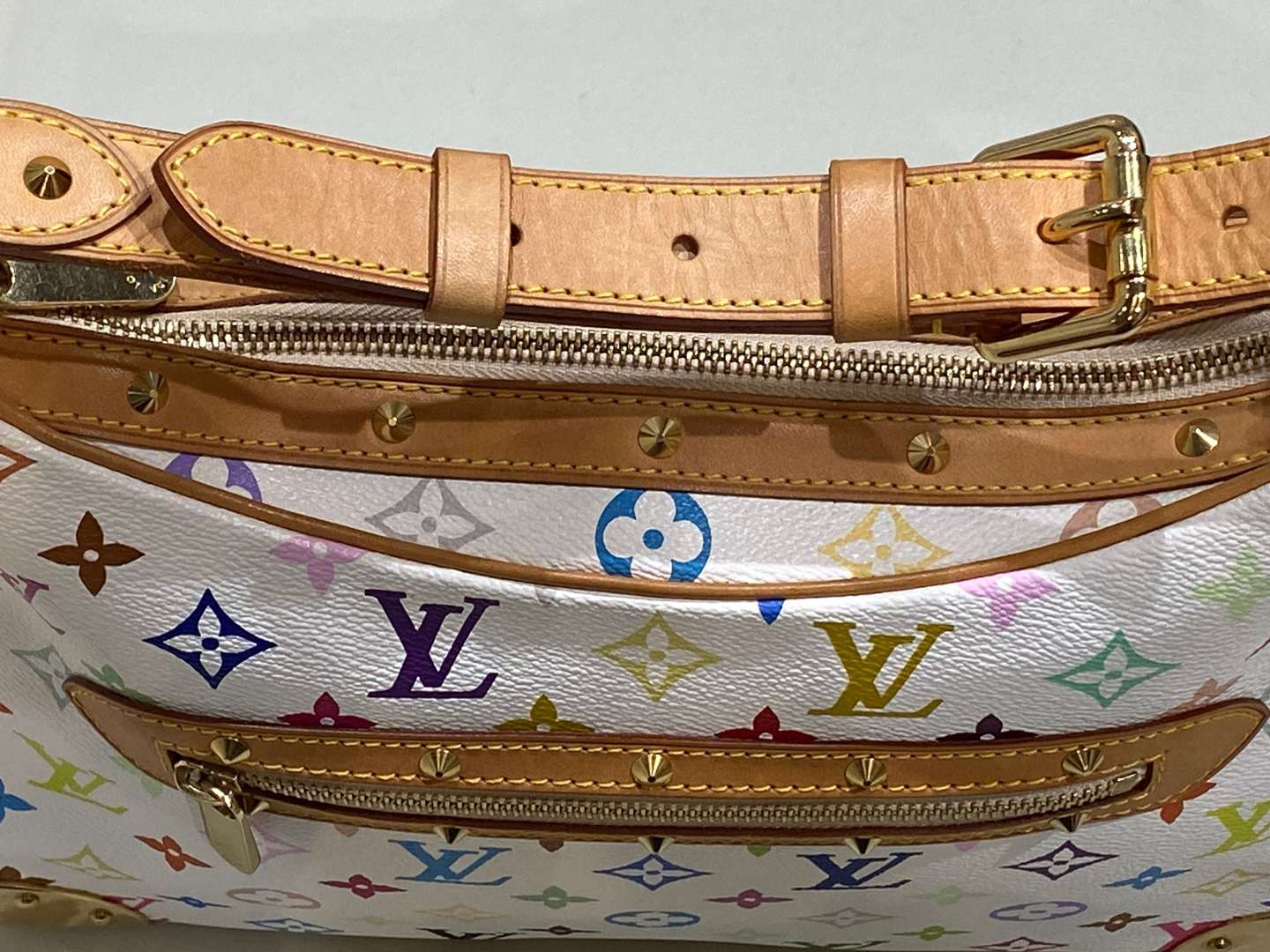 <p>LOUIS VUITTON, Boulogne, leather, multicolour monogrammed, crossbody bag, Le Takashi Murakami</p>