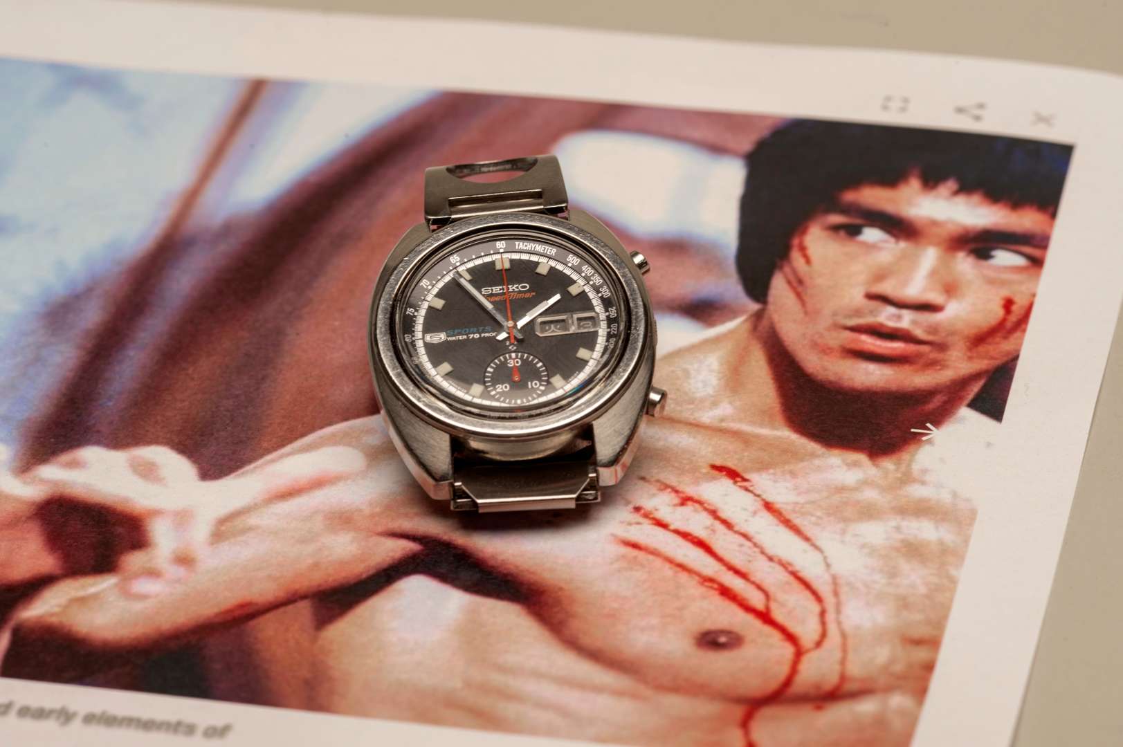 <p>SEIKO. a 1970 Seiko SpeedTimer “Bruce Lee”, stainless steel, automatic, chronograph wristwatch.</p>