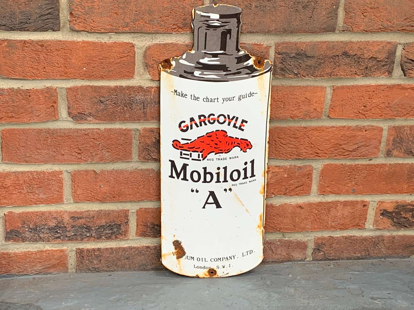 <p>Mobiloil Gargoyle Canister Enamel Sign</p>