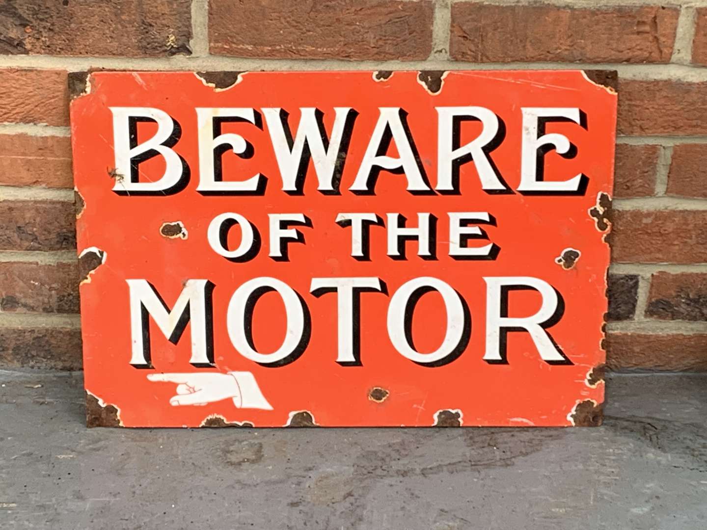 <p>Beware of The Motor Enamel Sign</p>