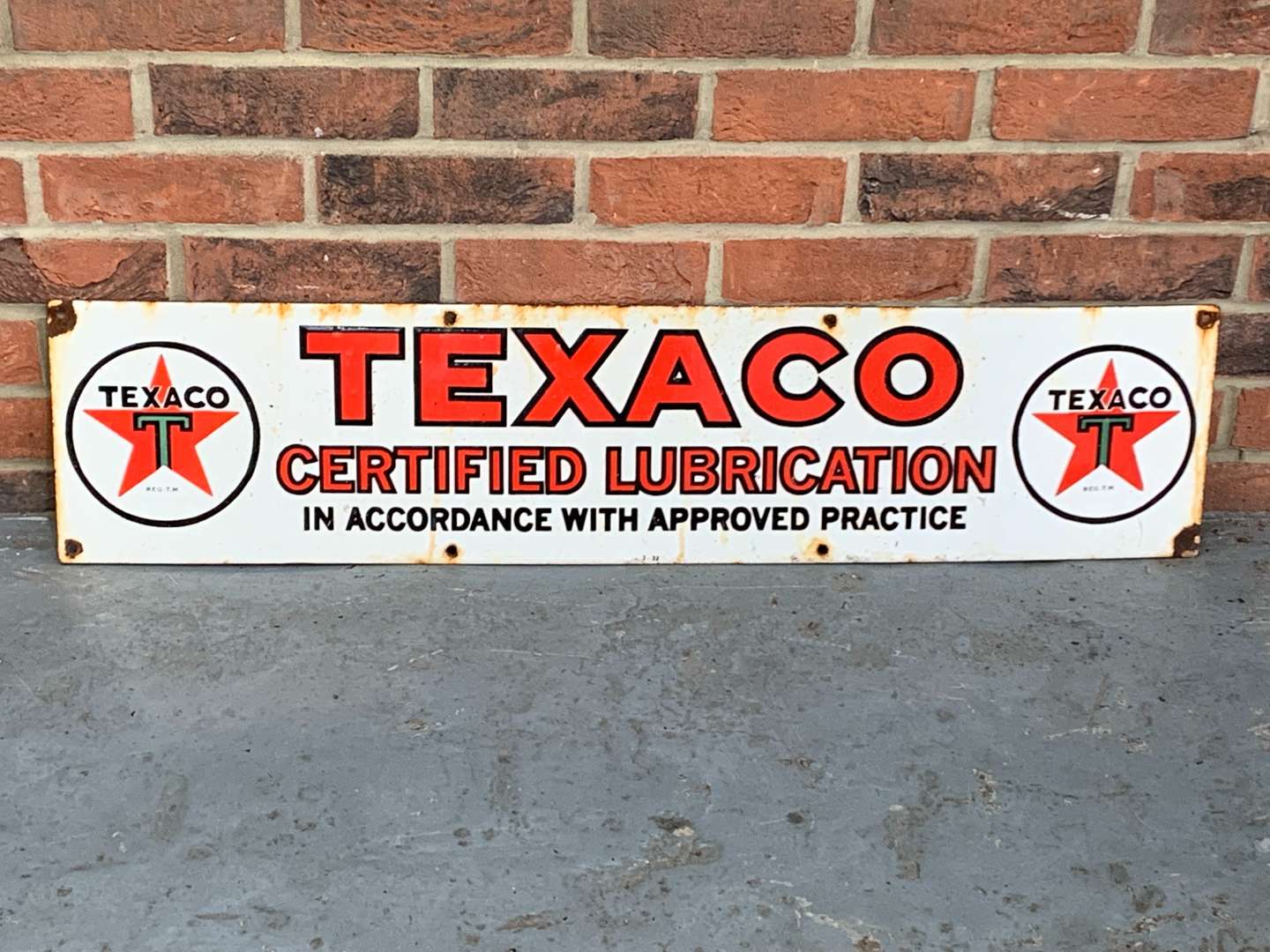 <p>Texaco Certified Lubrication Enamel Sign</p>