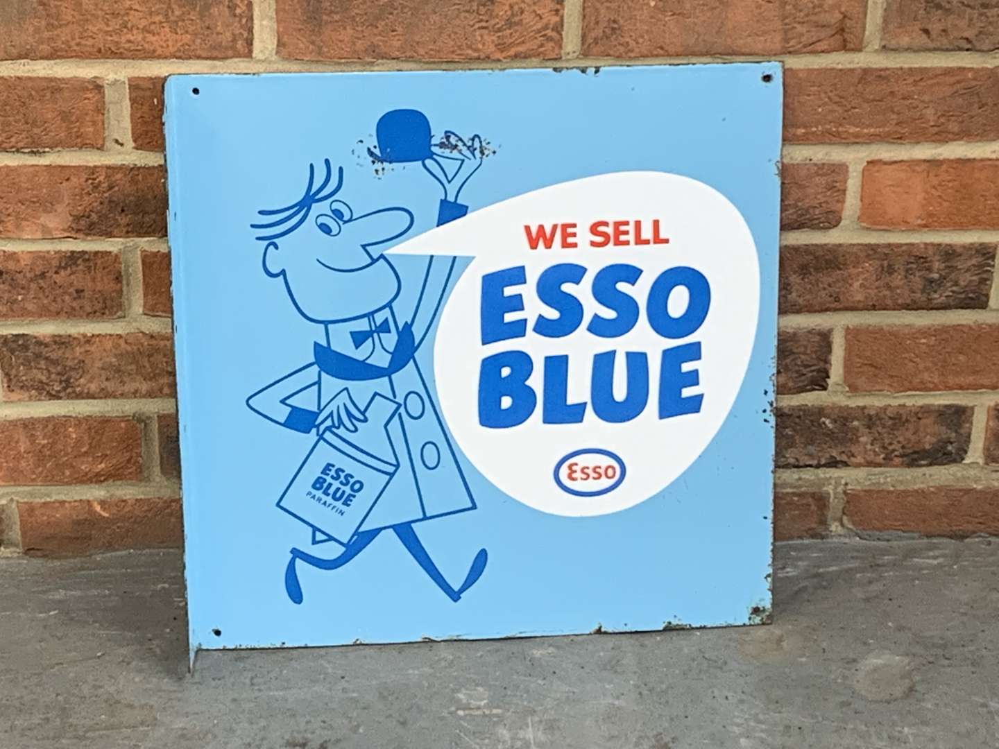 <p>Esso Blue Enamel Flange Sign</p>