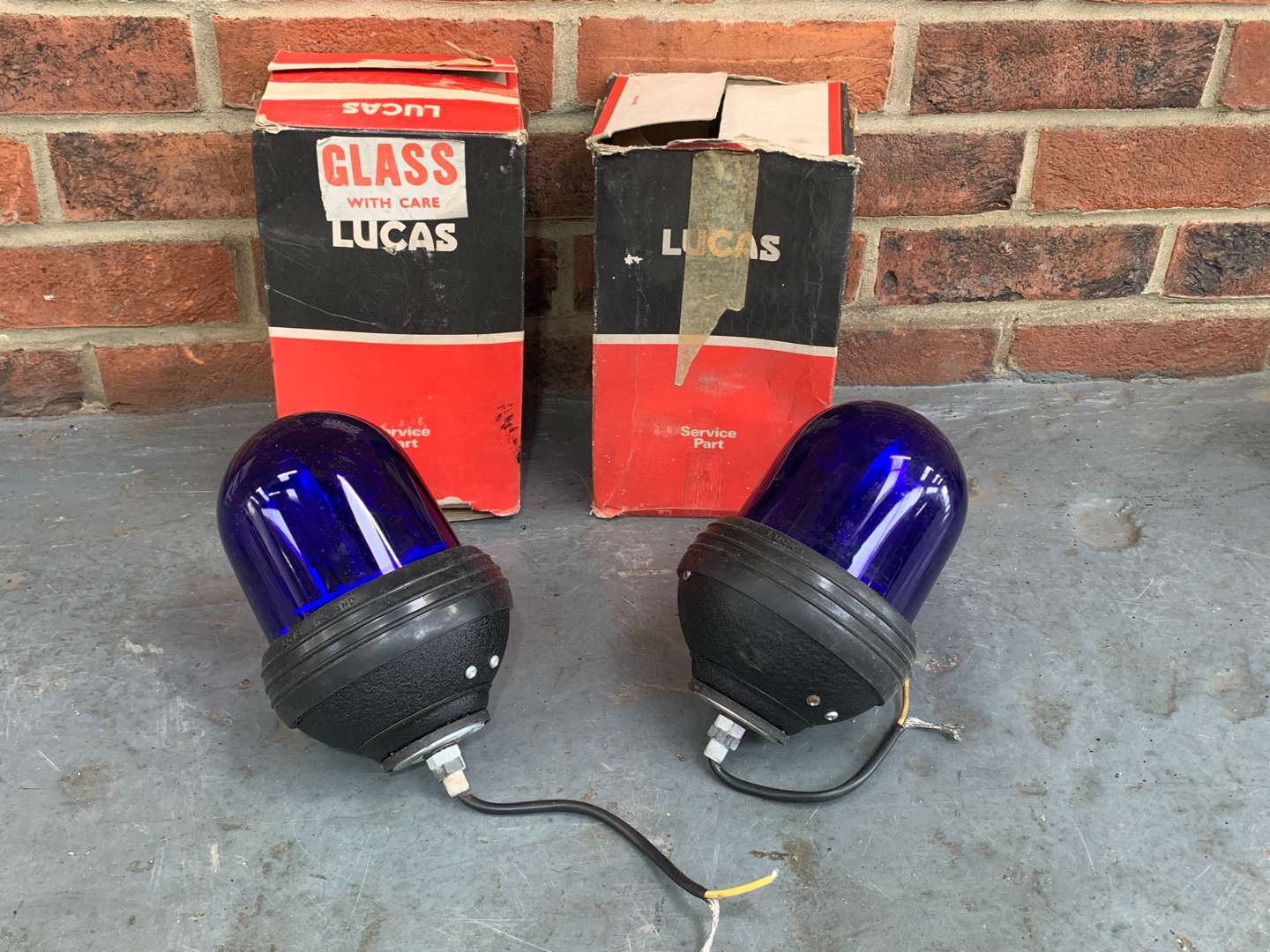 <p>Pair NOS Boxed Blue Lights</p>