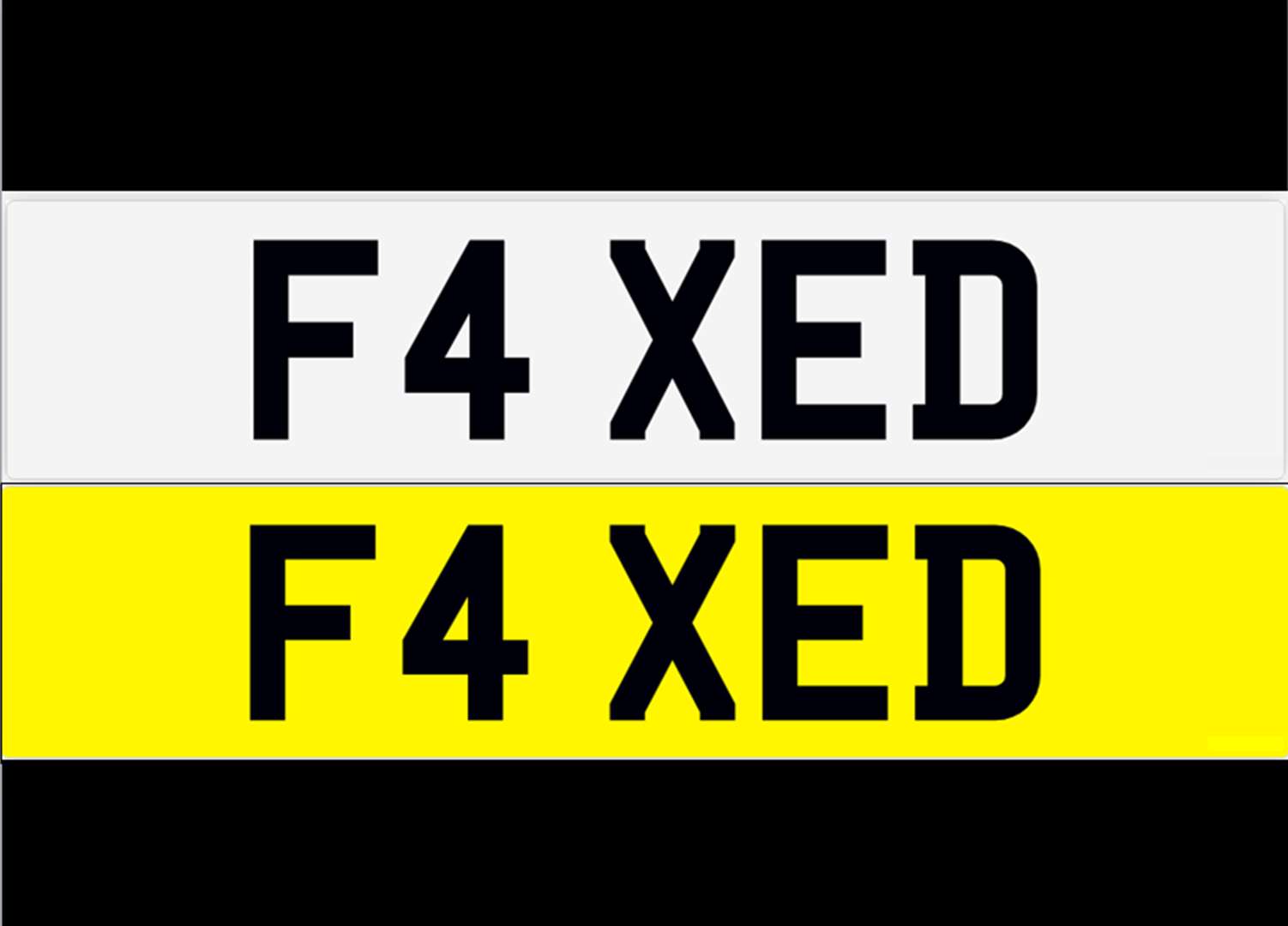 <p>&nbsp; F4 XED Registration Number&nbsp;</p>