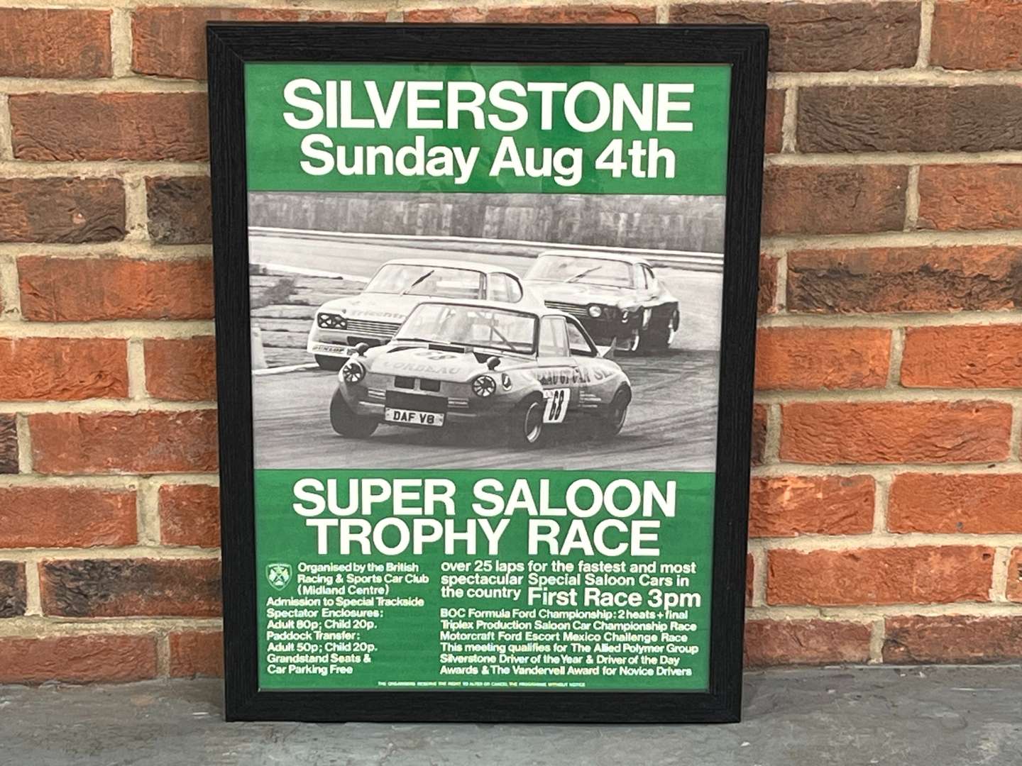 <p>Silverstone Framed 1973 Super Saloon Trophy Race Poster</p>