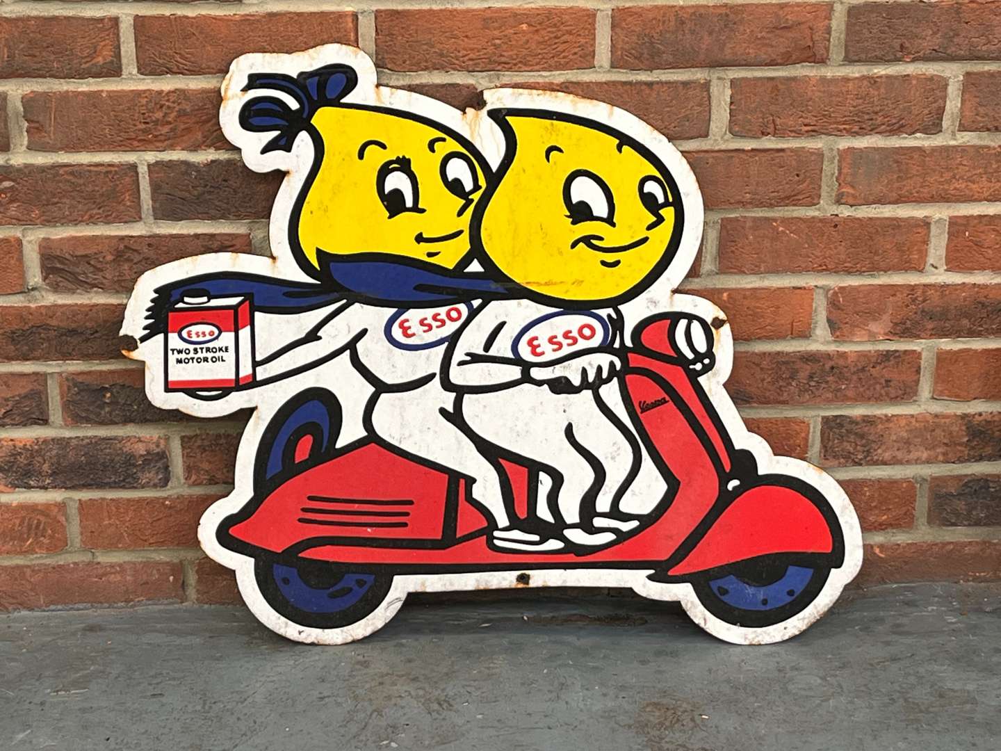 <p>Mr and Mrs Drip On A Scooter Enamel Sign</p>