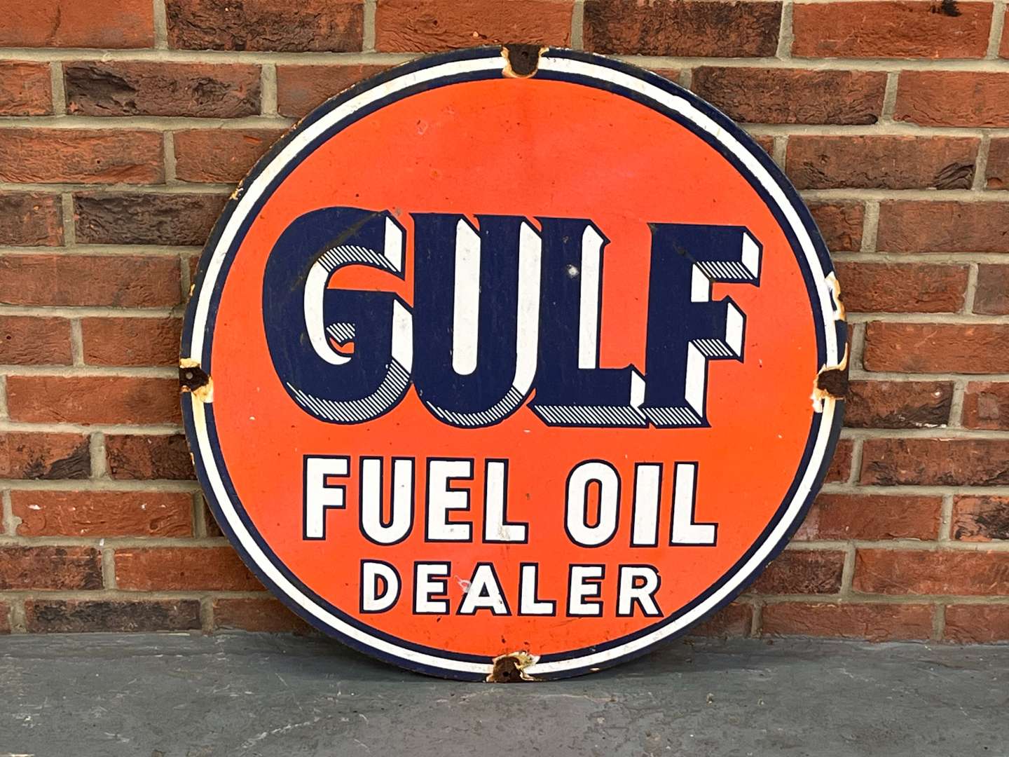 <p>Gulf Fuel Oil Dealer Enamel Sign</p>