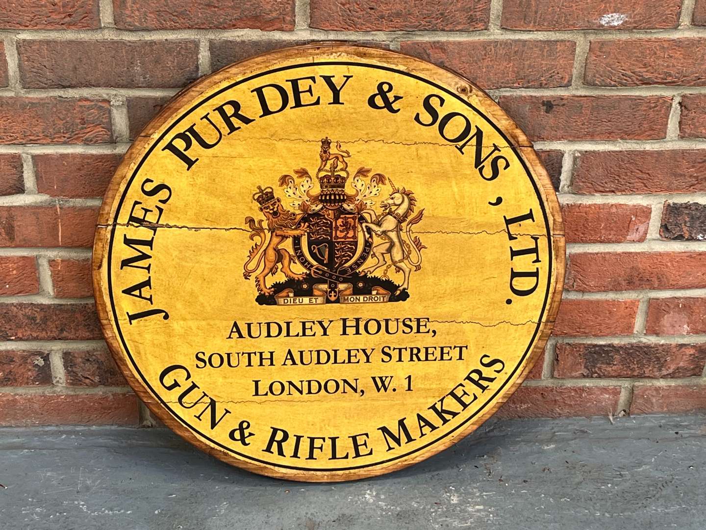 <p>James Purdey and Sons Wooden Made Sign&nbsp;</p>