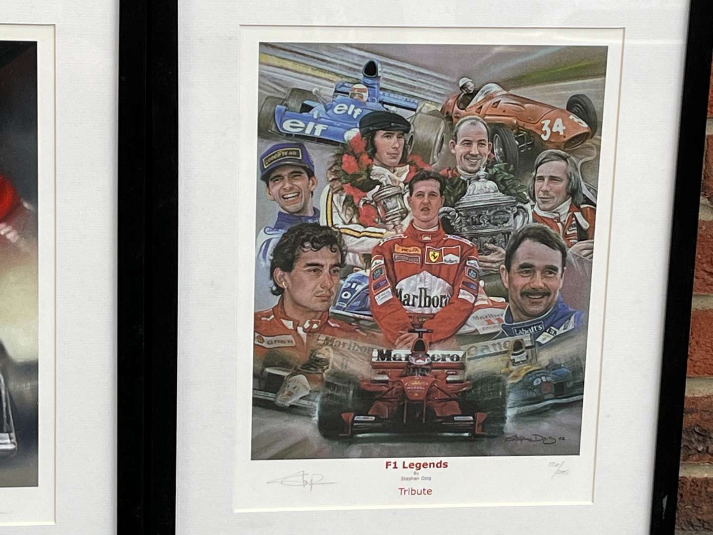 <p>Two Framed F1 Legend and Ayrton Senna Prints By Stephen Doig</p>