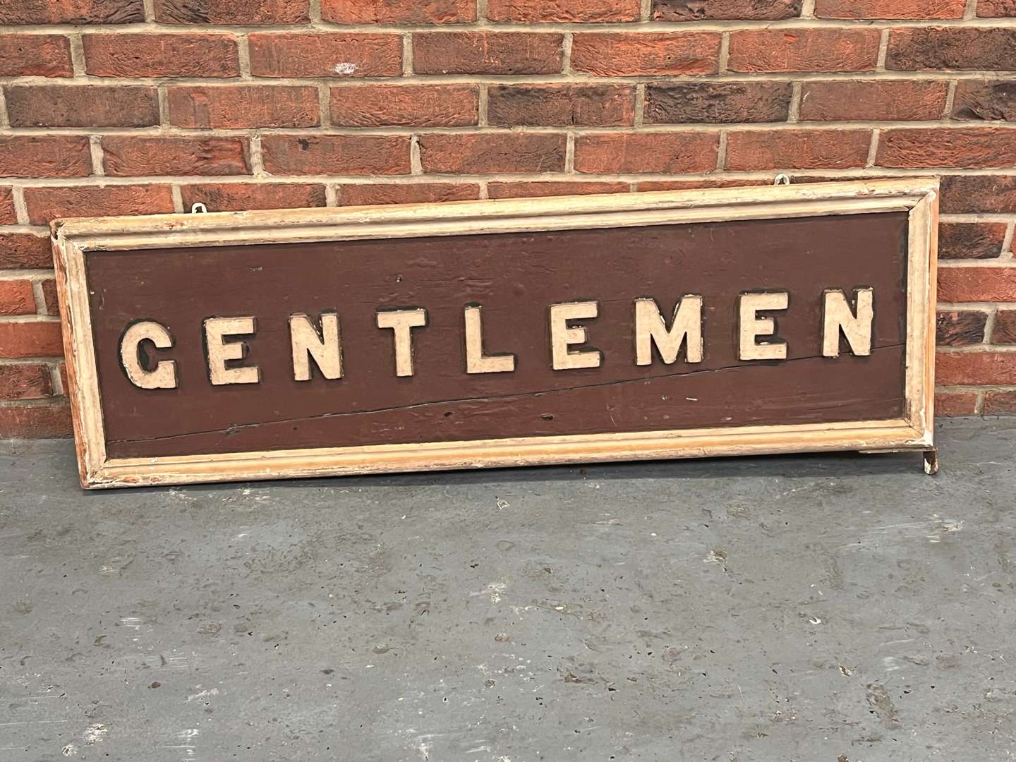 <p>Original Wooden Gentleman Railway Sign</p>