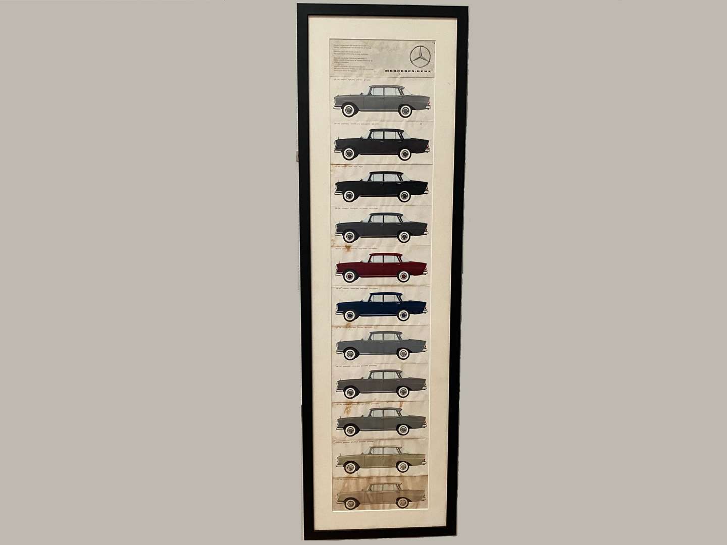 <p>MERCEDES-BENZ, a framed late 1950's/ early 1960's paint colour chart</p>