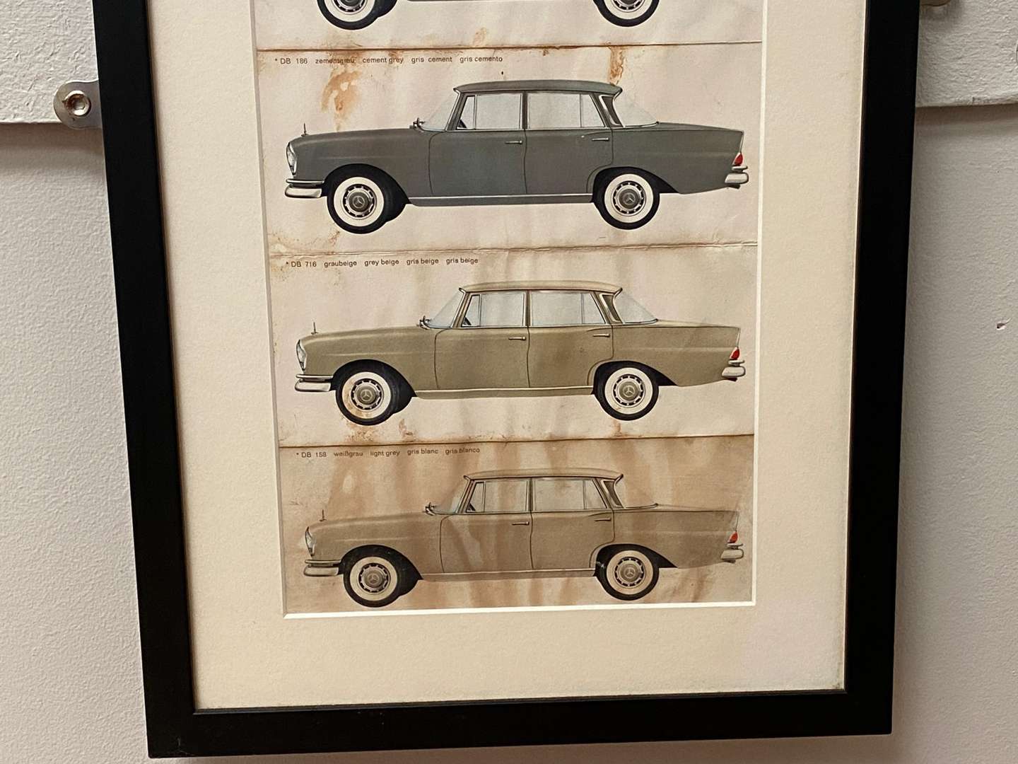 <p>MERCEDES-BENZ, a framed late 1950's/ early 1960's paint colour chart</p>