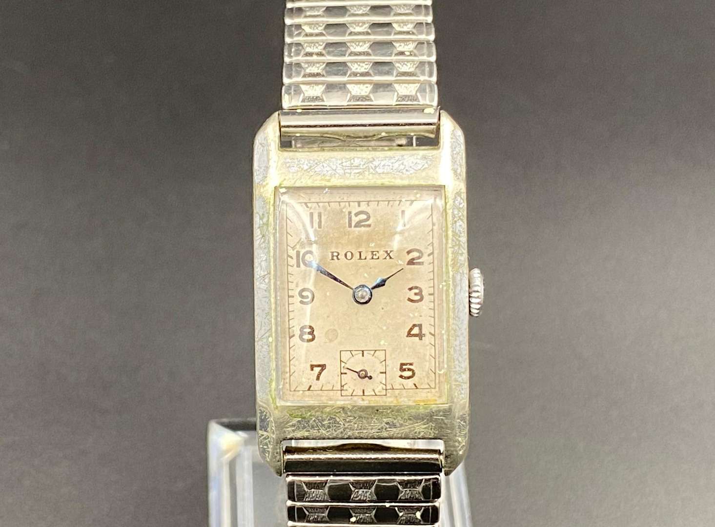 <p>ROLEX MARCONI. An early 20th century chrome plated wrist watch.</p>