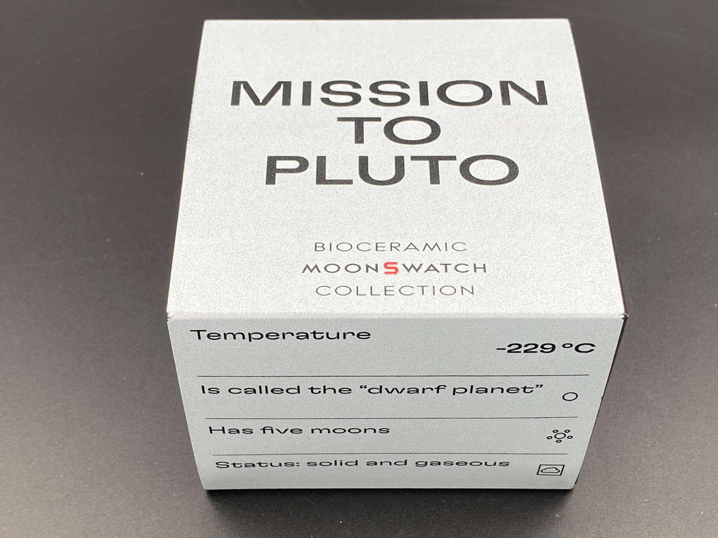 <p>SWATCH Moonswatch “Mission to Pluto” bioceramic two button quartz chronograph</p>