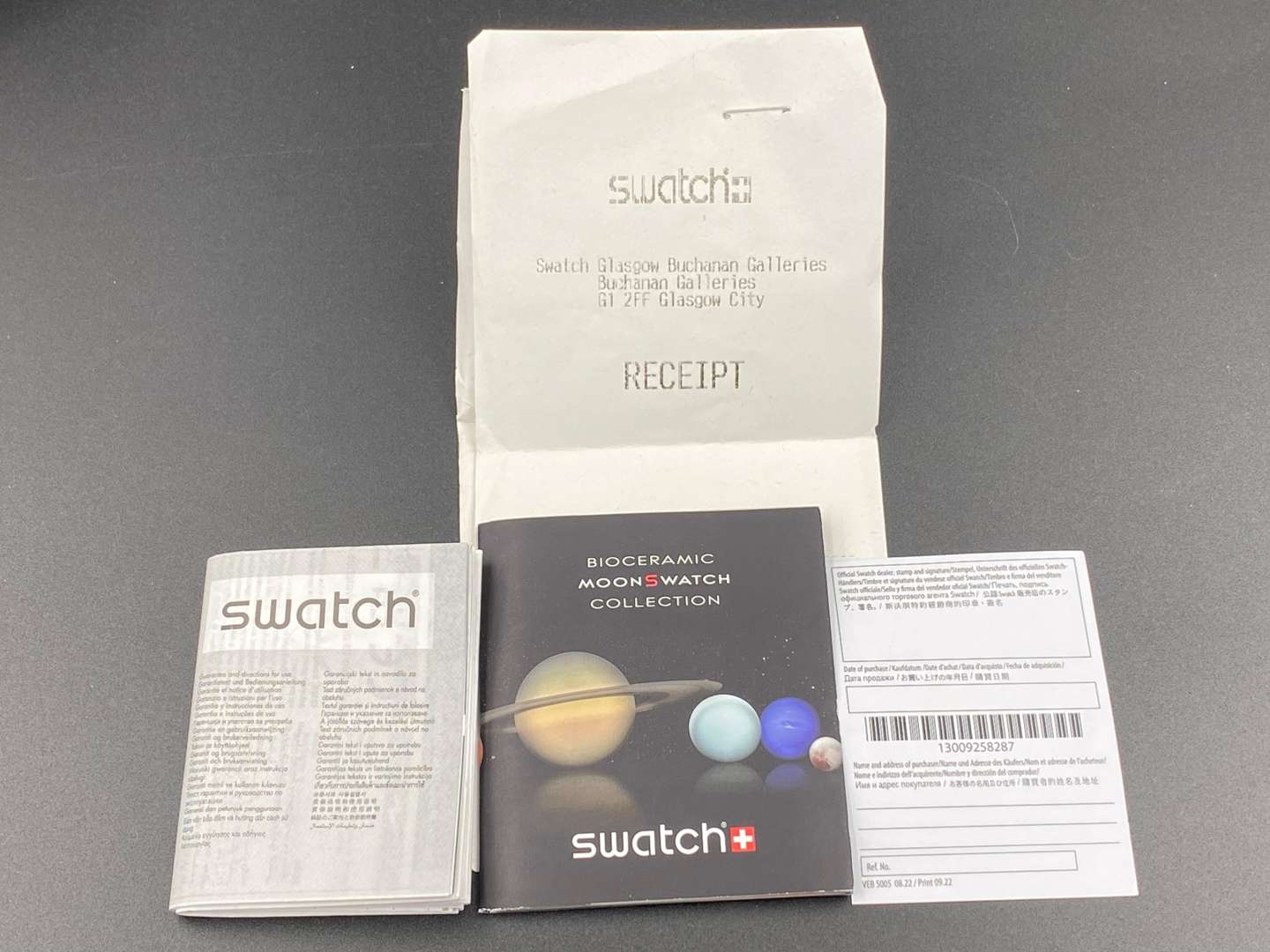 <p>SWATCH, Moonswatch, “Mission to Jupiter”, &nbsp;bioceramic, two button quartz chronograph watch,</p>