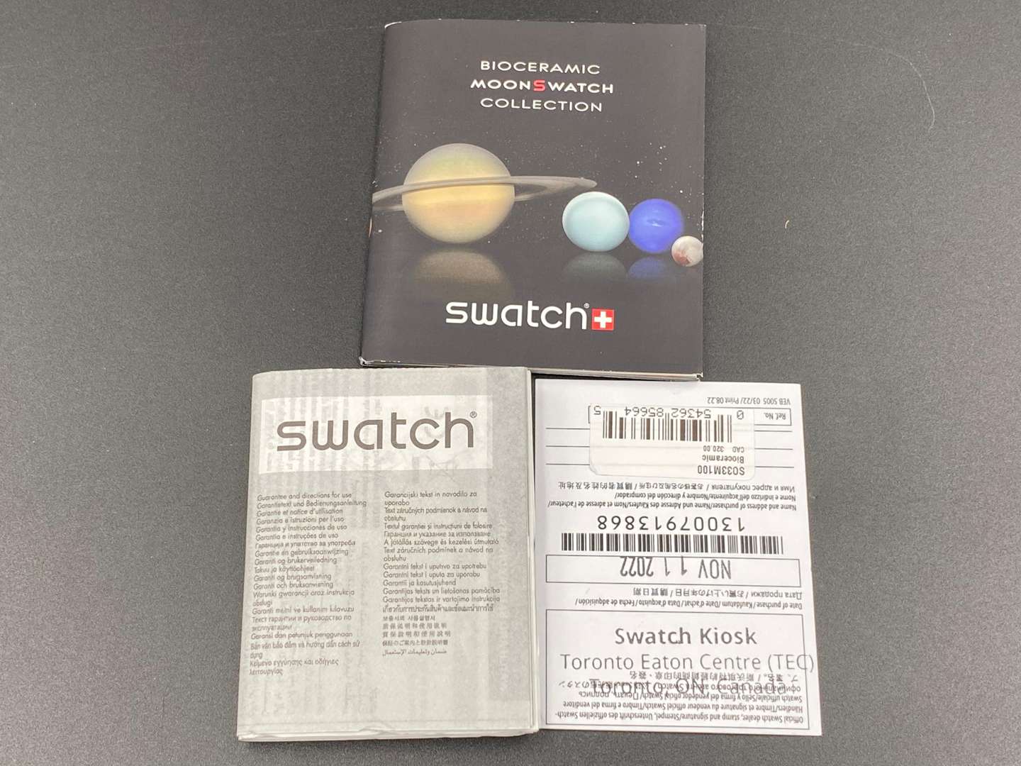 <p>SWATCH, Moonswatch, “Mission to the Moon”, &nbsp;bioceramic, two button quartz chronograph watch,</p>