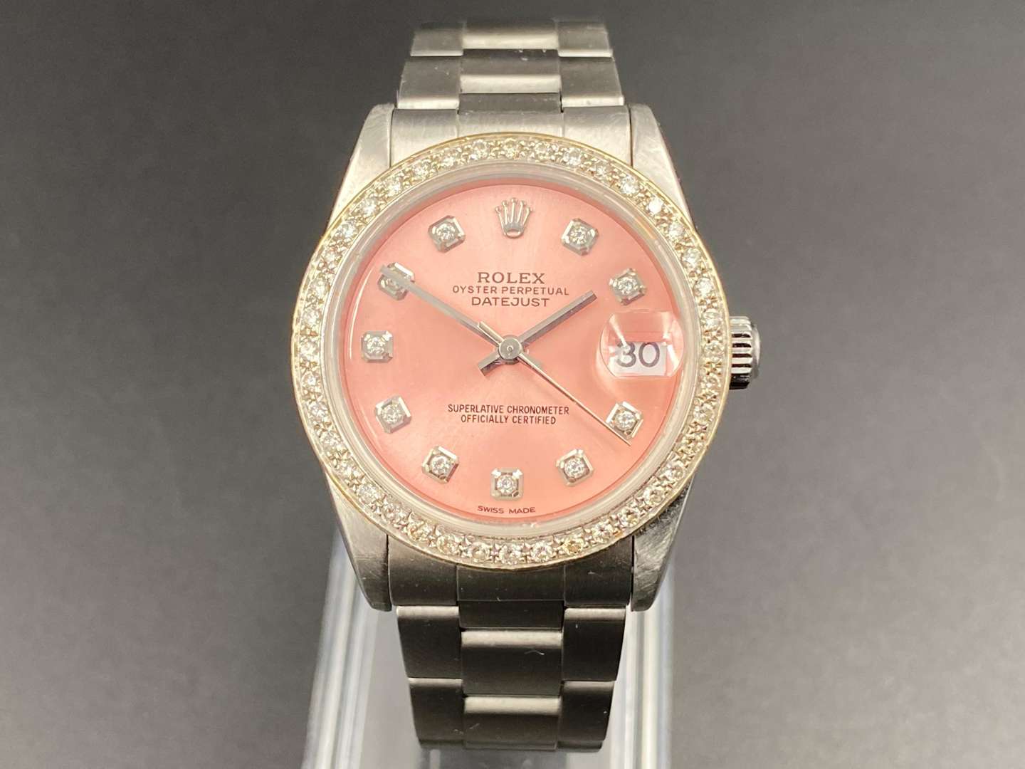 <p>ROLEX, stainless steel and diamond set wristwatch, Ref 78240, No, K936206 &nbsp;</p>