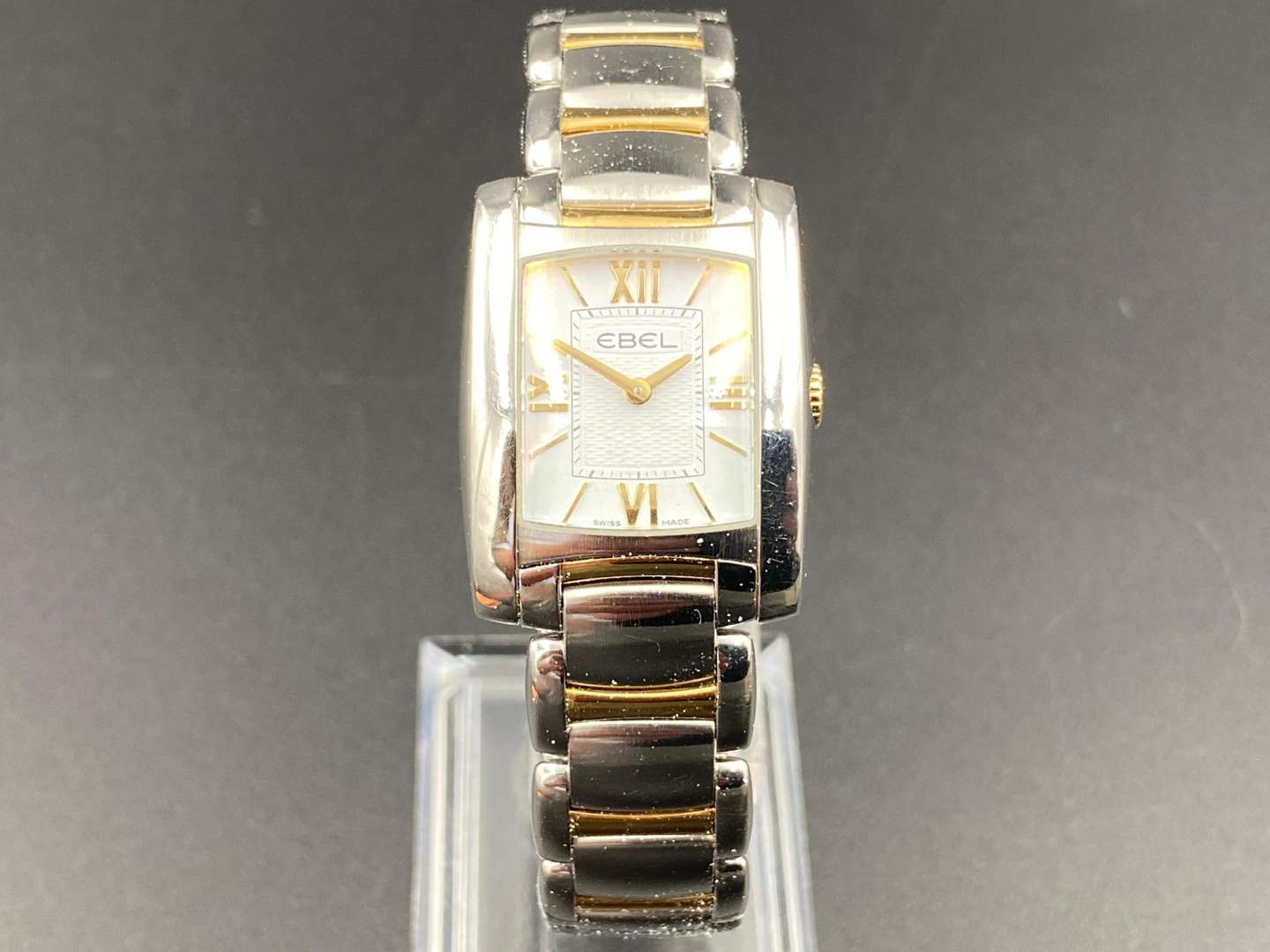 <p>EBEL, “Brasilia”, stainless steel and gilt, quartz wristwatch. E1976M22, A178941.</p>