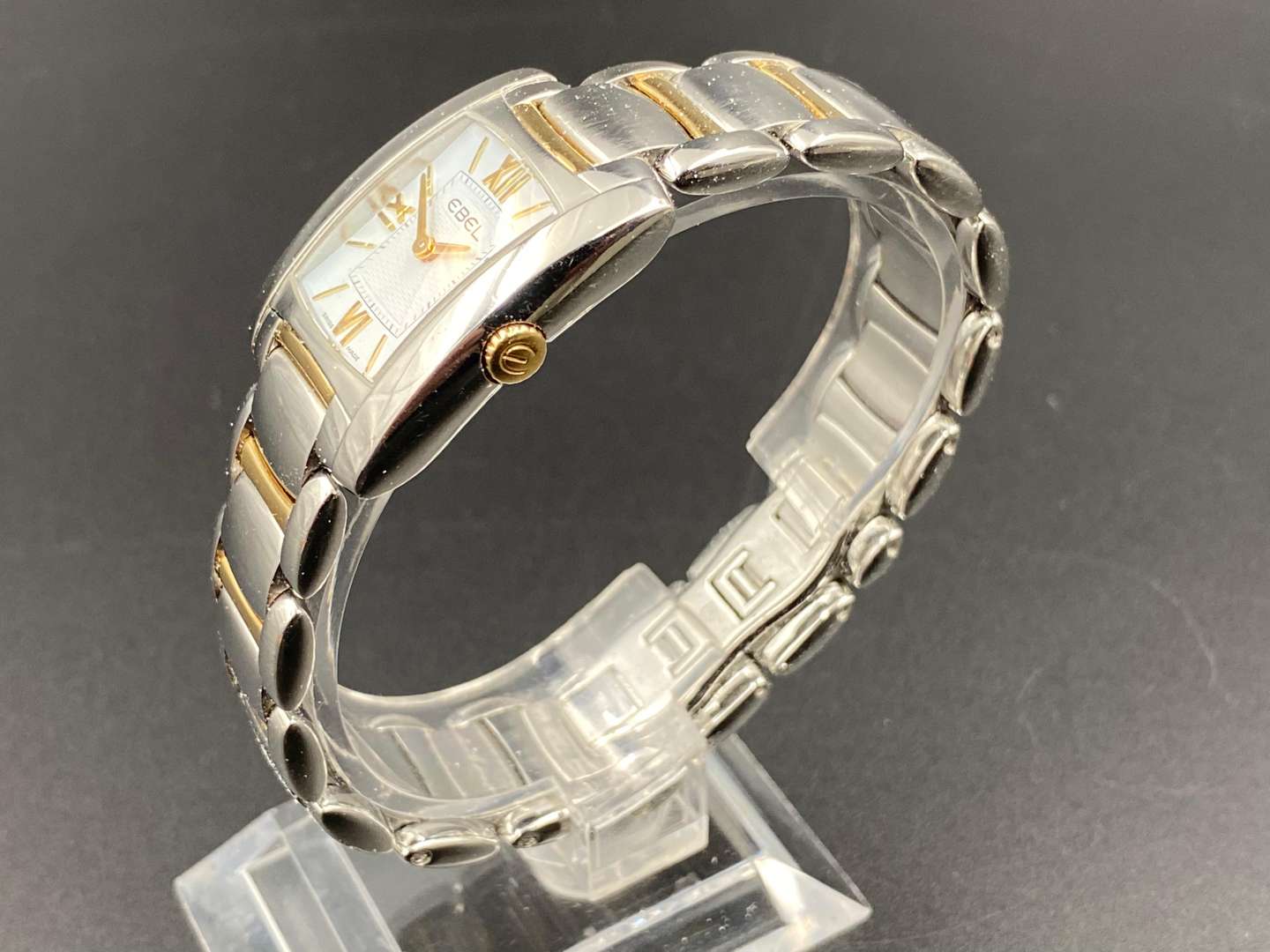 <p>EBEL, “Brasilia”, stainless steel and gilt, quartz wristwatch. E1976M22, A178941.</p>