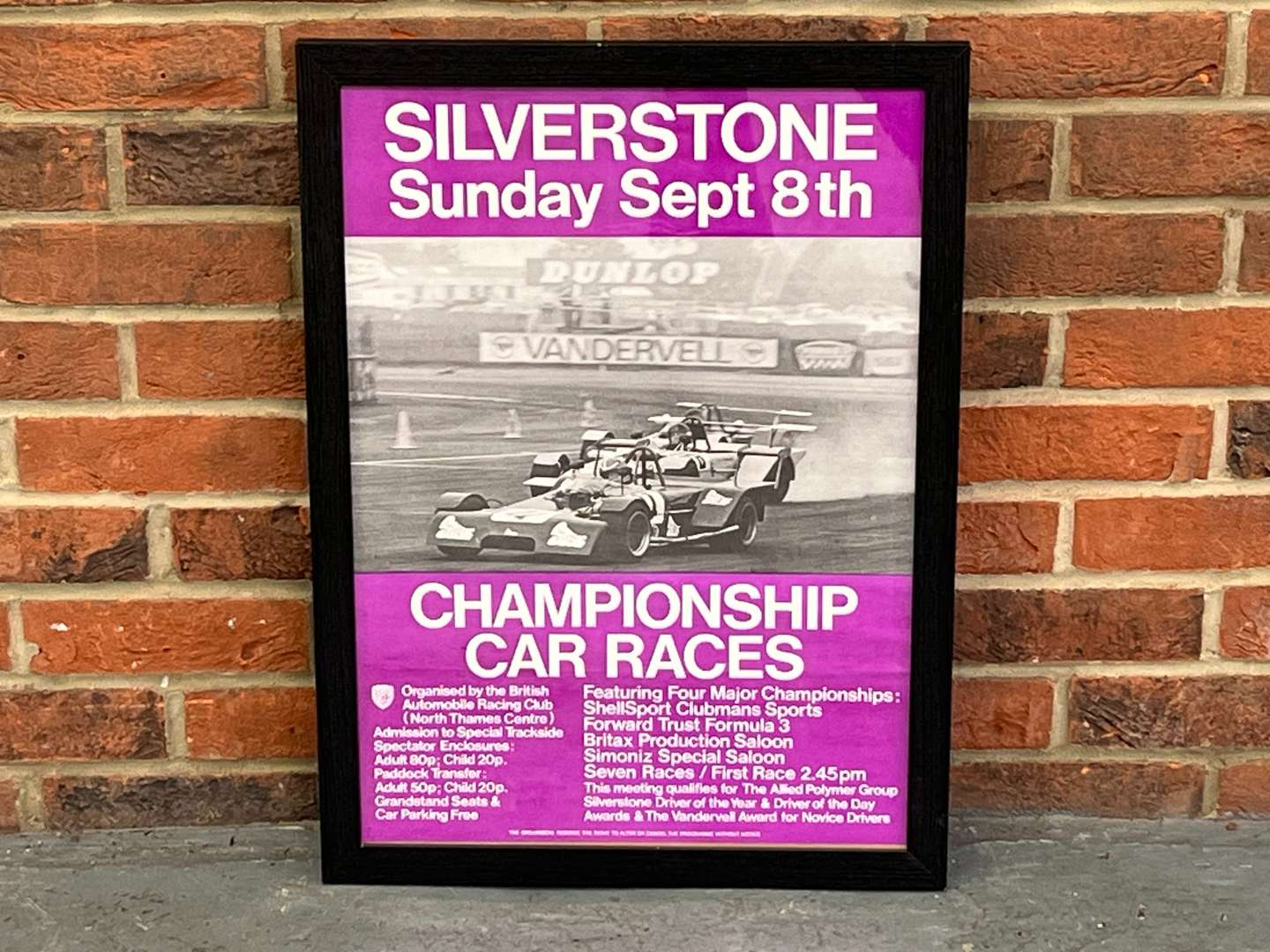 <p>Original Silverstone Framed Championship Car Race Poster</p>