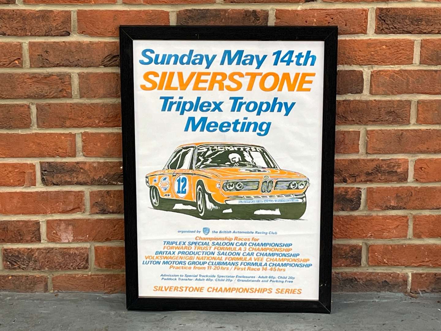 <p>Original Silverstone Framed Triplex Trophy Meeting Race Poster</p>