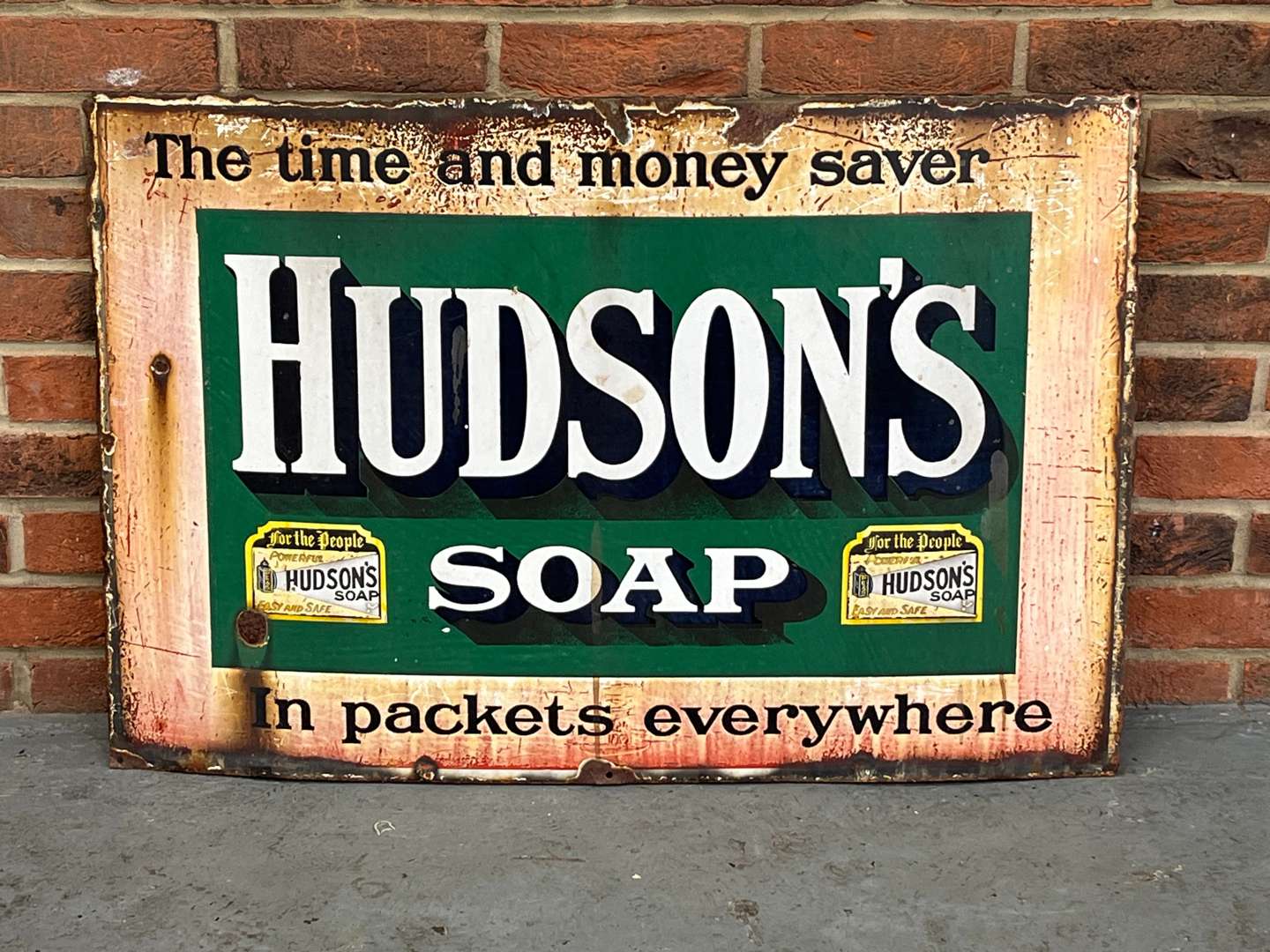 <p>Hudson's Soap Enamel Sign</p>