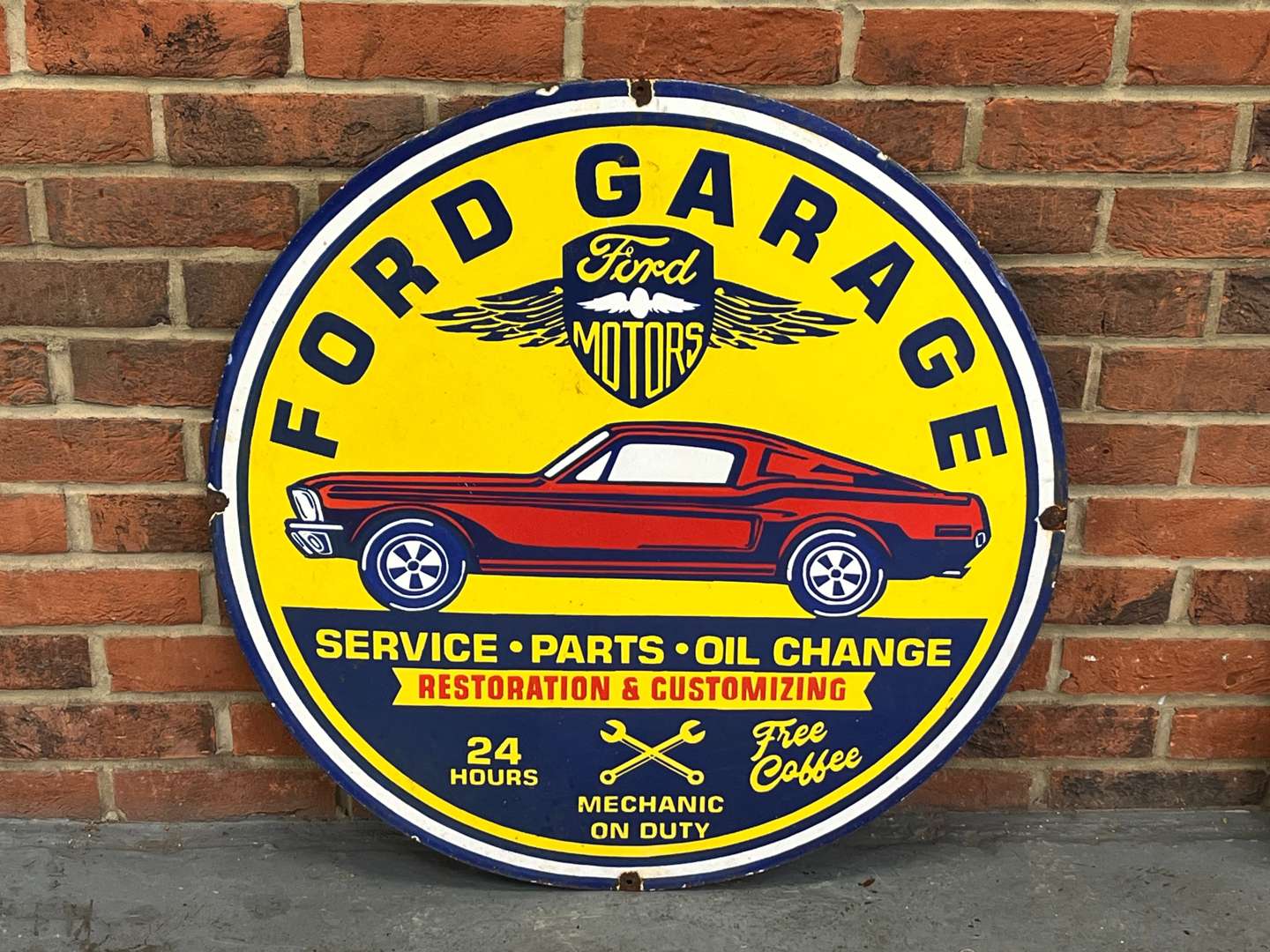 <p>Ford Garage, Service,Part and Oil Change Enamel Sign</p>