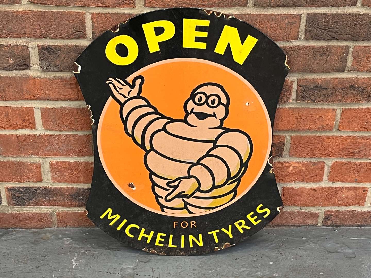 <p>Michelin Tyre's Open Enamel Sign</p>